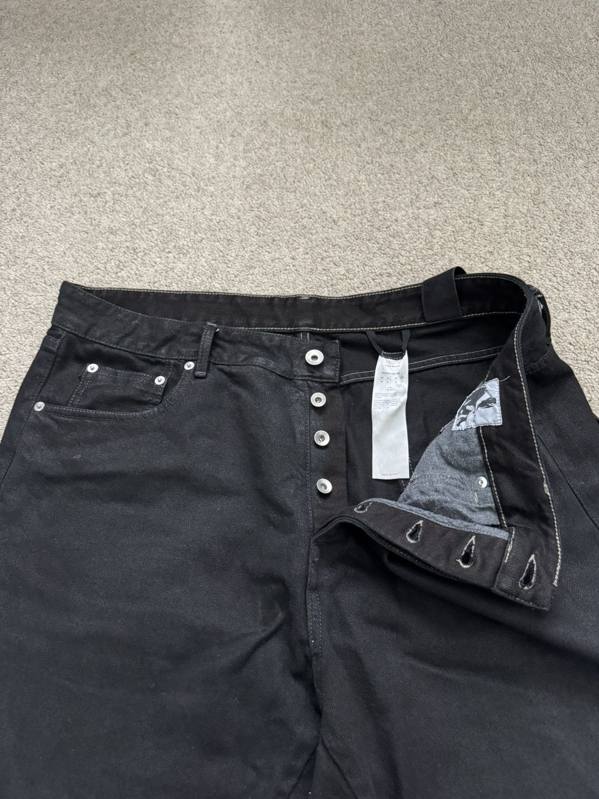 Rick Owens FW22 Rick Owens DRKSHDW Black Waxed Performa Cut Denim Jeans Size US 36 / EU 52 - 4 Thumbnail