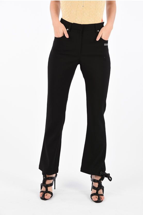 Off-White o1mle0425 Crapped Five Pocket Trouser Pant in Black Size 27" / US 4 / IT 40 - 1 Thumbnail