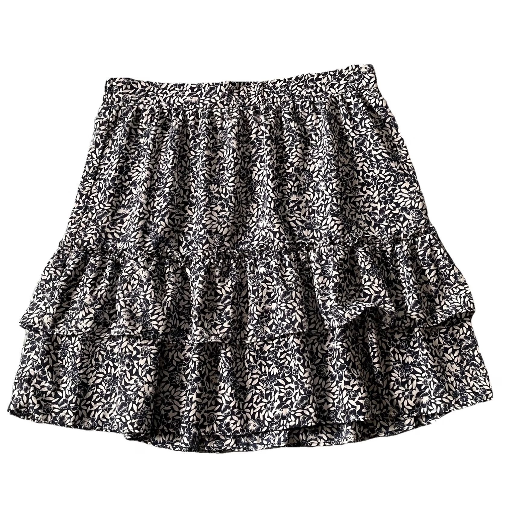 J.Crew J.CREW Women's M Navy Blue White Floral Preppy Ruffle Mini Skirt Skirt Womens M Navy Blue White Floral Preppy Ruffle Mini Skirt Size 32" / US 10 / IT 46 - 2 Thumbnail
