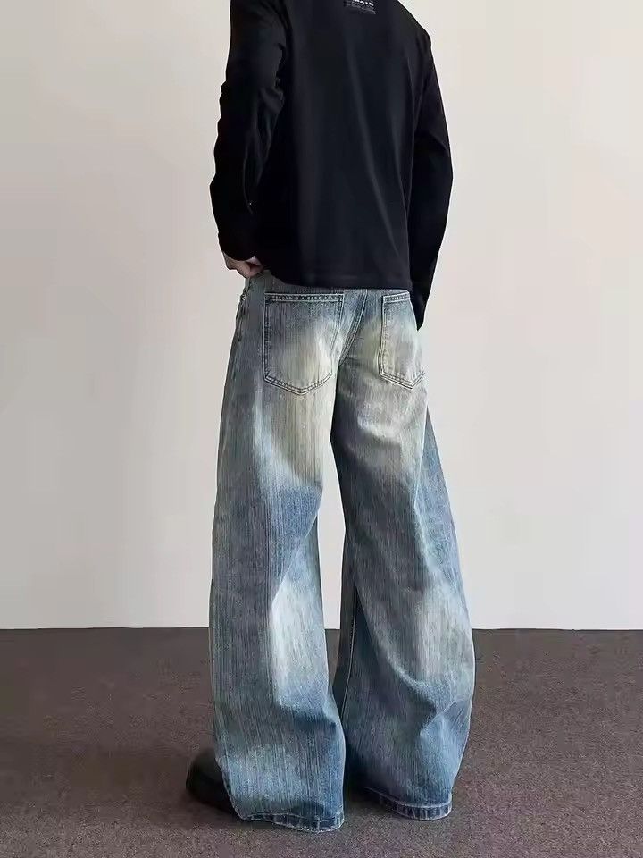 Jean Retro Style Washed Y2k Straight Flared Jeans Trousers Size US 29 - 4 Thumbnail