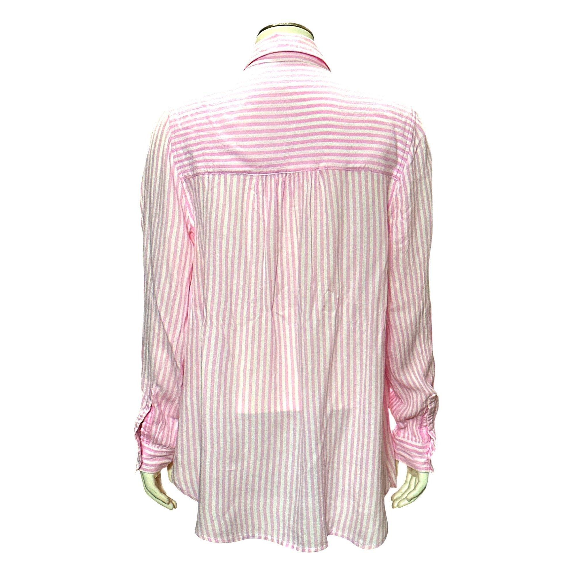 Other CCC Luxurious Cozy Fabrics Pink White Striped Long Sleeve Bu Size M / US 6-8 / IT 42-44 - 3 Thumbnail
