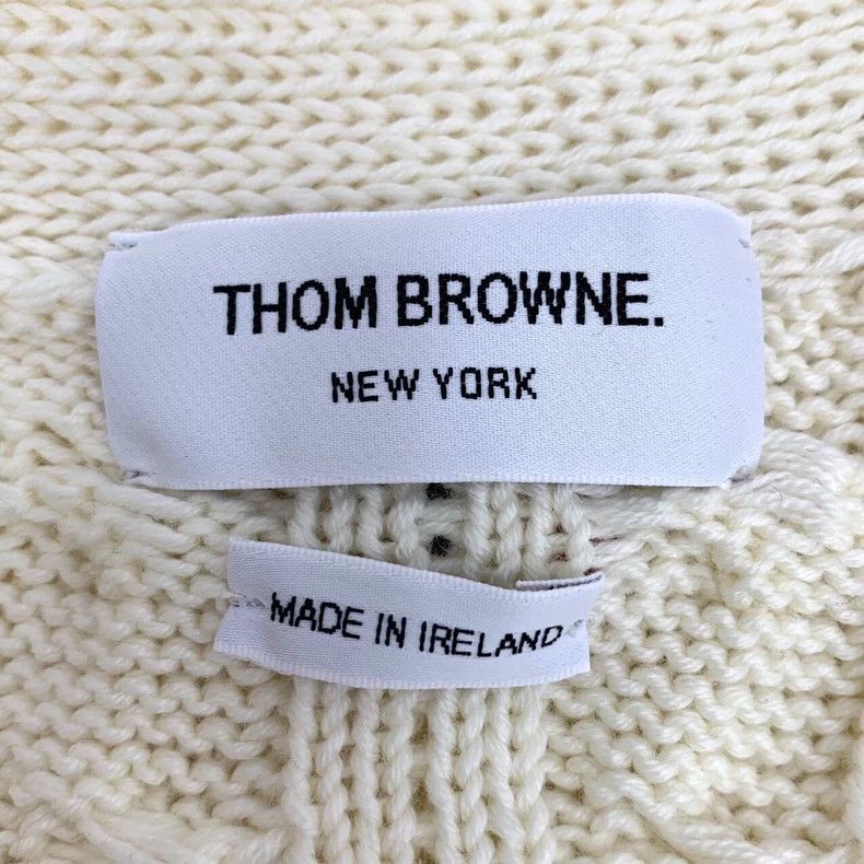 Thom Browne Thom Browne Beige twisted wool V-neck long-sleeved knitted Size US M / EU 48-50 / 2 - 5 Thumbnail