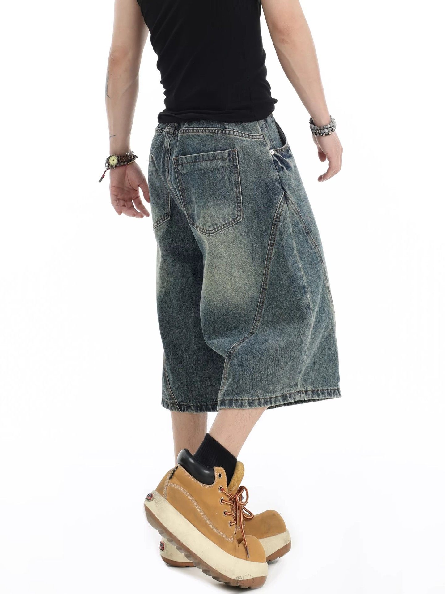 Vintage American high street gradient washed baggy denim shorts Size US 32 / EU 48 - 5 Thumbnail