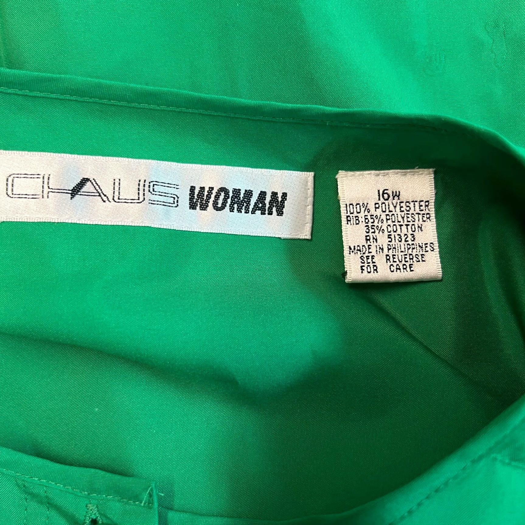 Vintage Chaus Blouse Shirt Womens Green Short Sleeve Henley Button Casual 16W Stretch Hem 100% Polyester Size XXL / US 16-18 / IT 52-54 - 5 Thumbnail