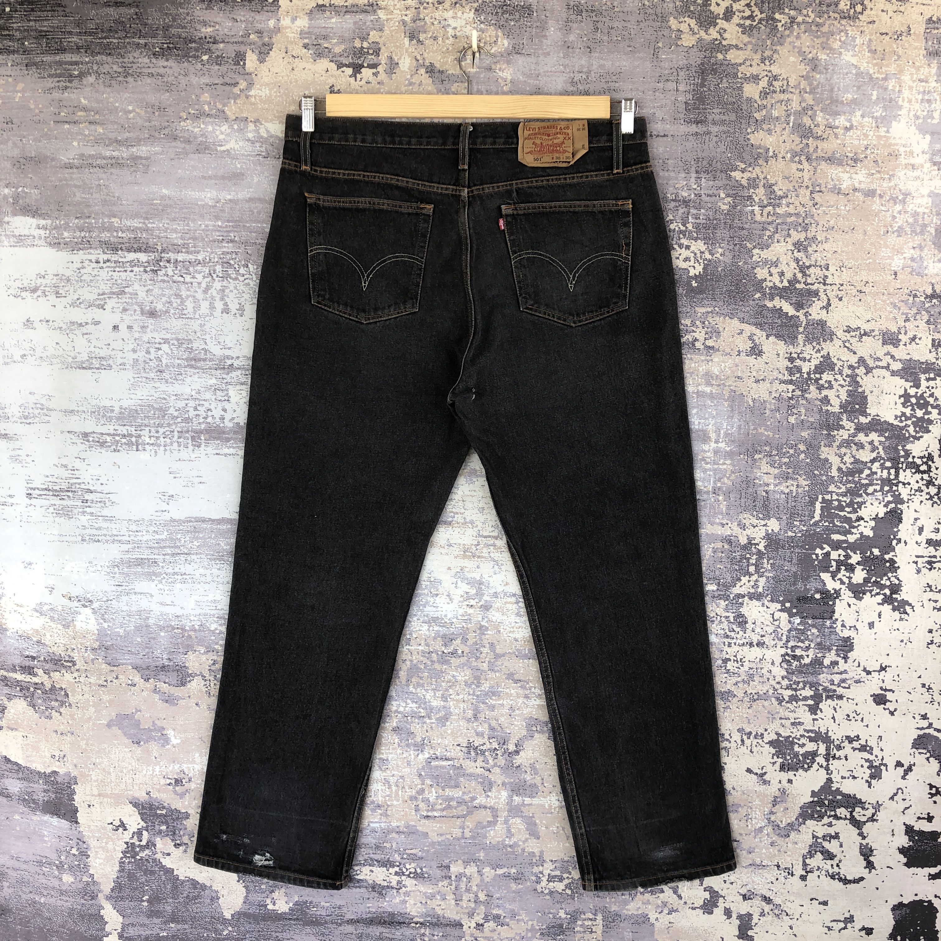 Levi's Vintage Levis 501 Ripped Jeans Levi's Faded Black Denim Size US 38 / EU 54 - 2 Thumbnail