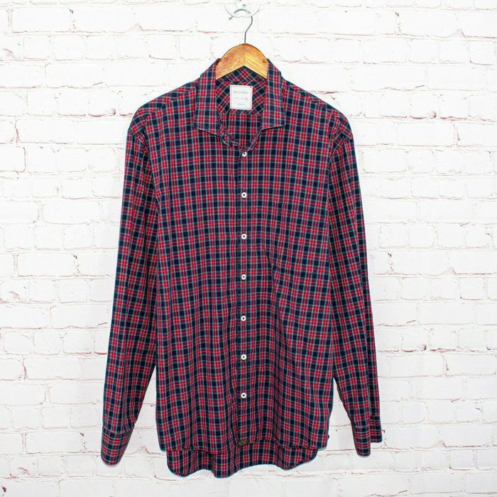 Billy Reid BILLY REID Men's Standard Cut Button up Shirt Red Blue | Grailed