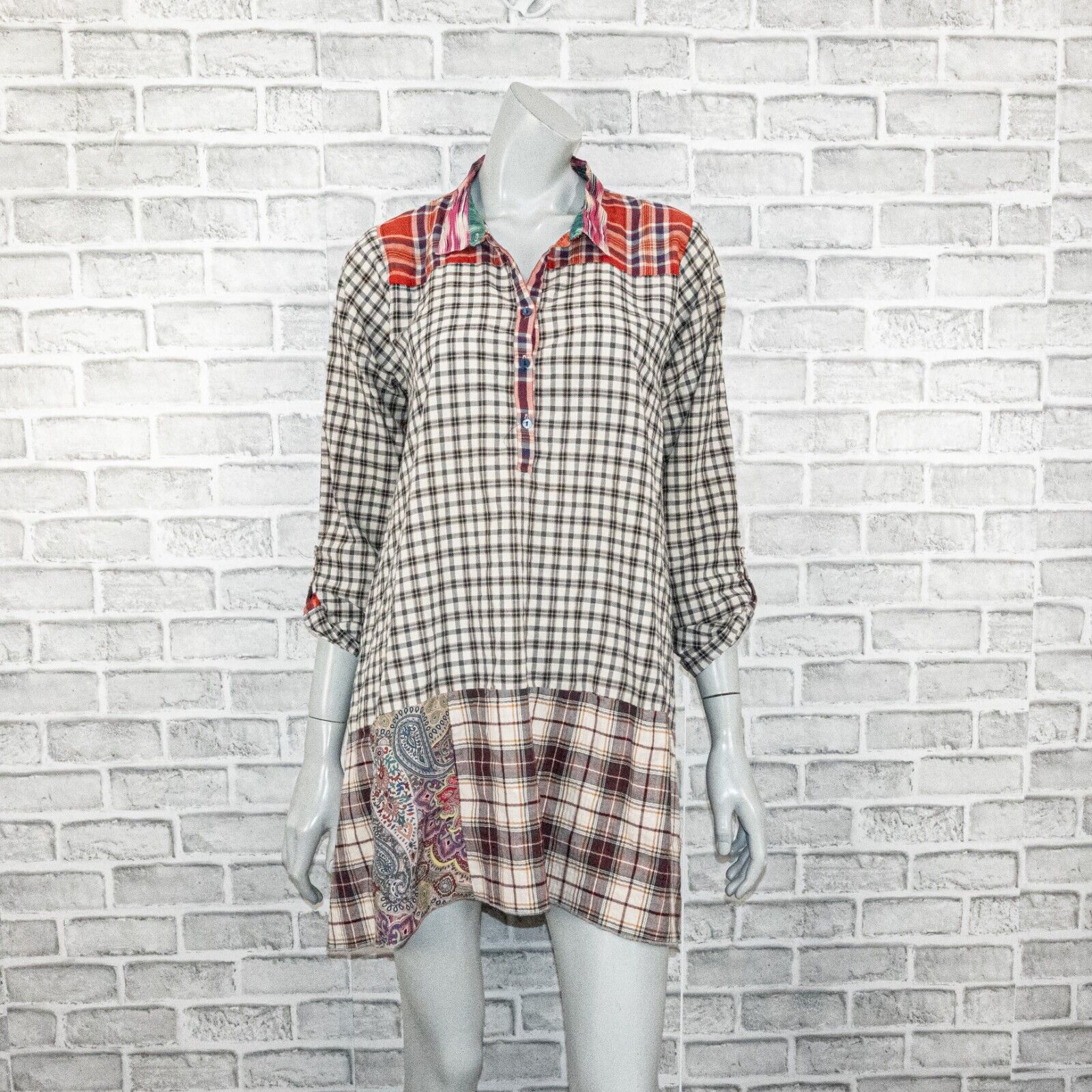 Johnny Was Johnny Was Women's Plaid Patchwork BOHO Tunic Blouse Small Size S / US 4 / IT 40 - 2 Thumbnail