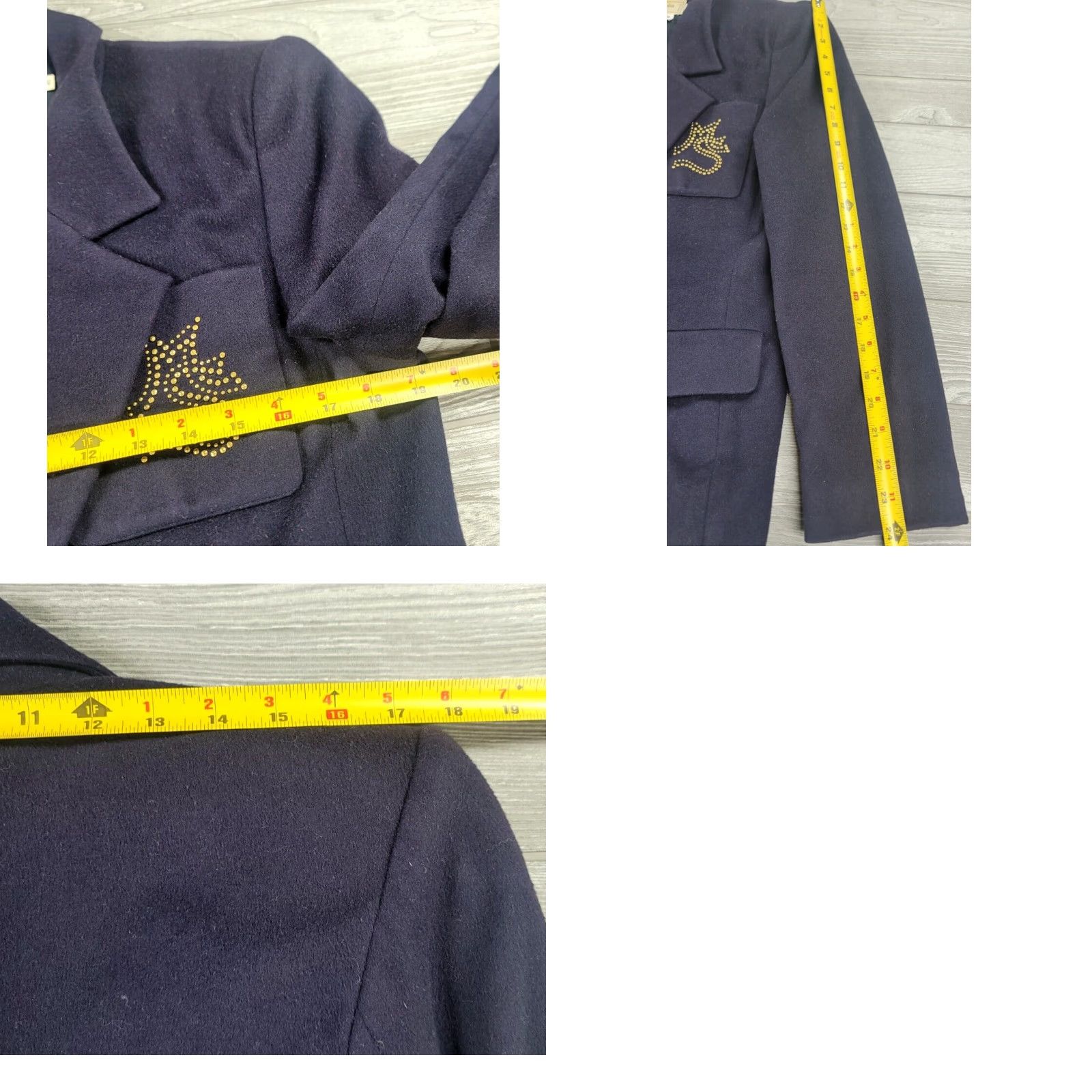 Vintage VINTAGE Mila Schon Blazer Women Wool Beaded Logo 70s 80s 90s Paris Italy Sz 6/40 Blue S/L Regular Buttons Size M / US 6-8 / IT 42-44 - 9 Thumbnail