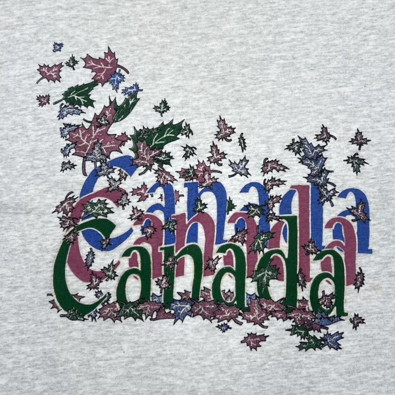 Fruit Of The Loom Vintage 90's Canada Autumnal Leaves Floral Souvenir T-Shirt Large/XL Fruit of the Loom Men’s Graphic Cotton Grey 90s T-Shirt Mens Size US L / EU 52-54 / 3 - 3 Thumbnail