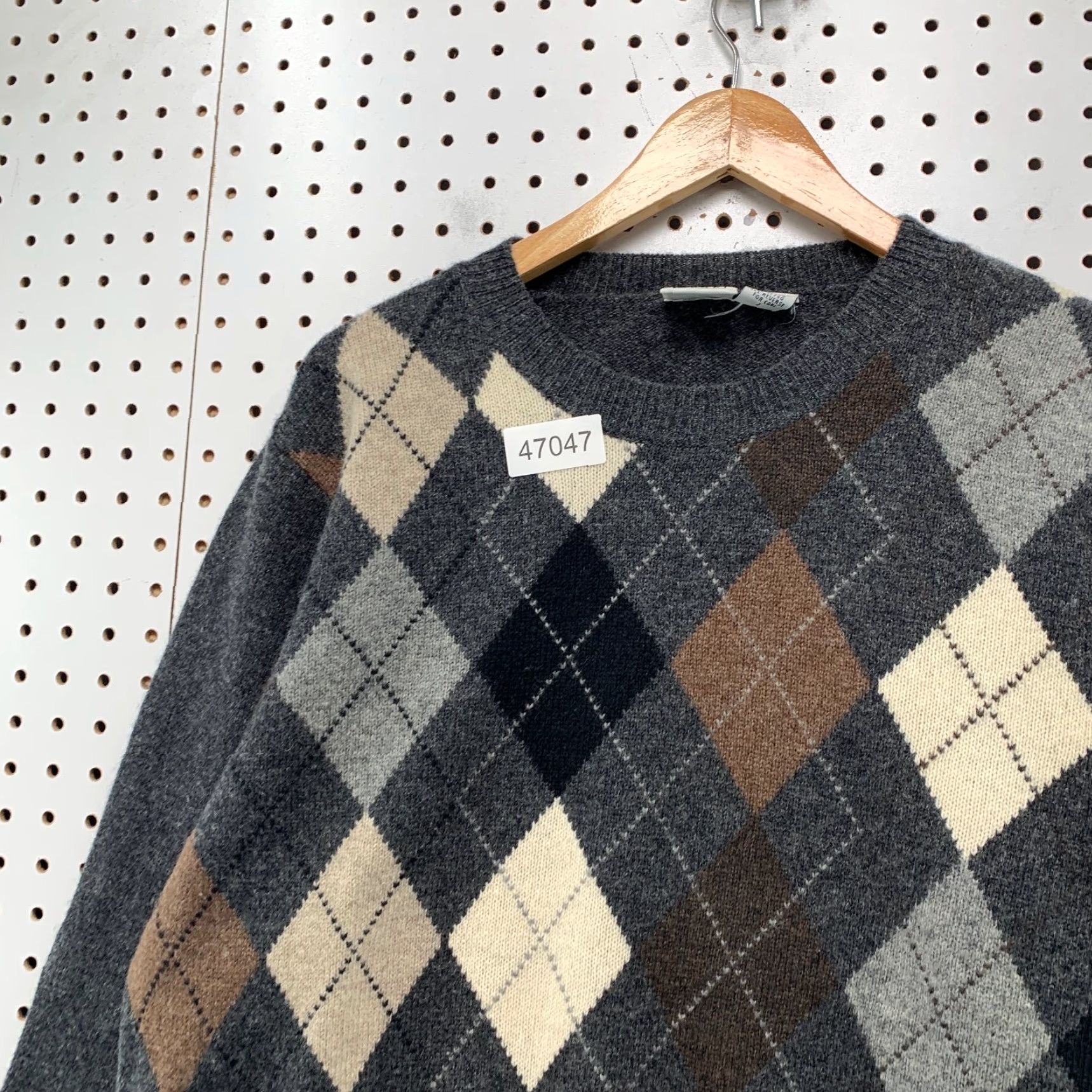 Vintage VINTAGE Field Gear Wool Argyle Sweater Mens L Gray Brown Lambswool Grandpa Dad Size US L / EU 52-54 / 3 - 6 Thumbnail