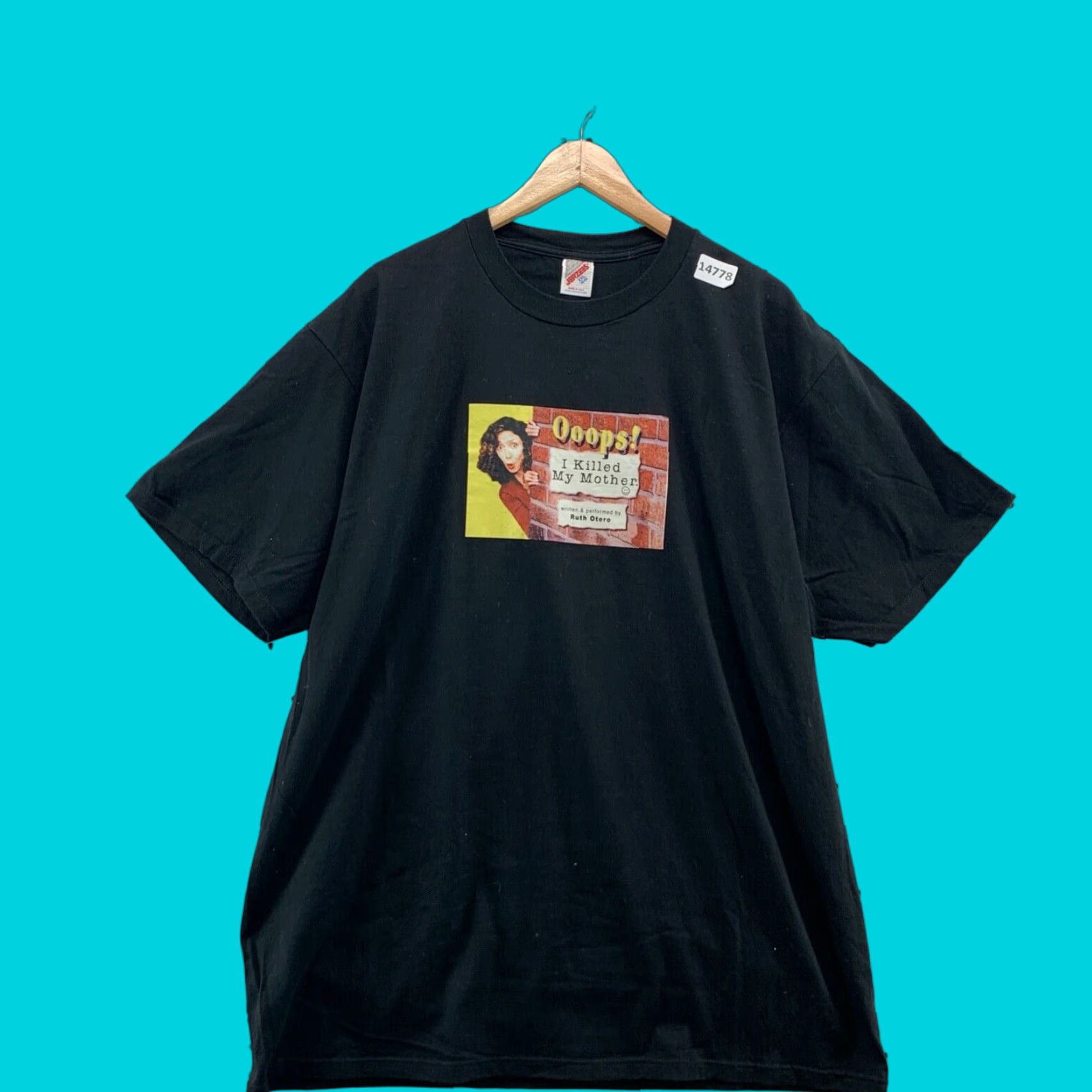 Jerzees VINTAGE Oops I Killed My Mother Book Shirt Cotton Black XL Unisex Adults Short Sleeve Crew Neck T-Shirt 90s Theme Mens Womens Size US XL / EU 56 / 4 - 1 Thumbnail