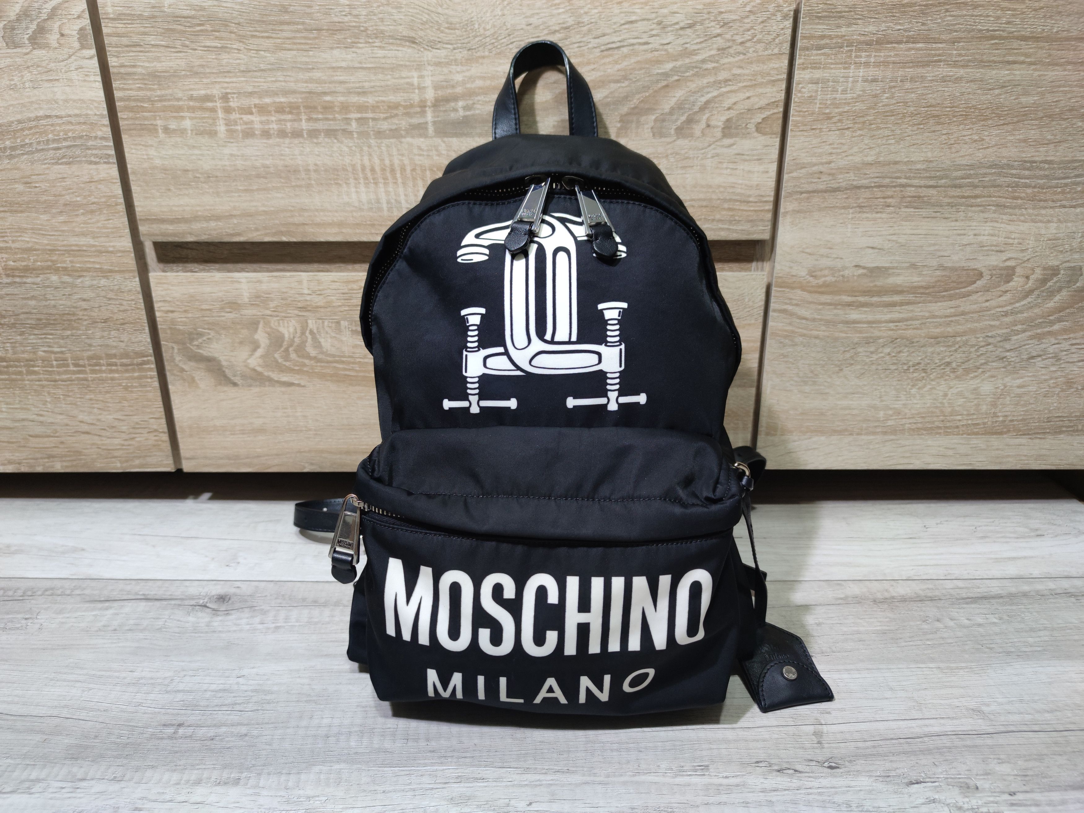 Moschino Moschino Milano Interlocking Clamp Print Backpack Capsule Grailed