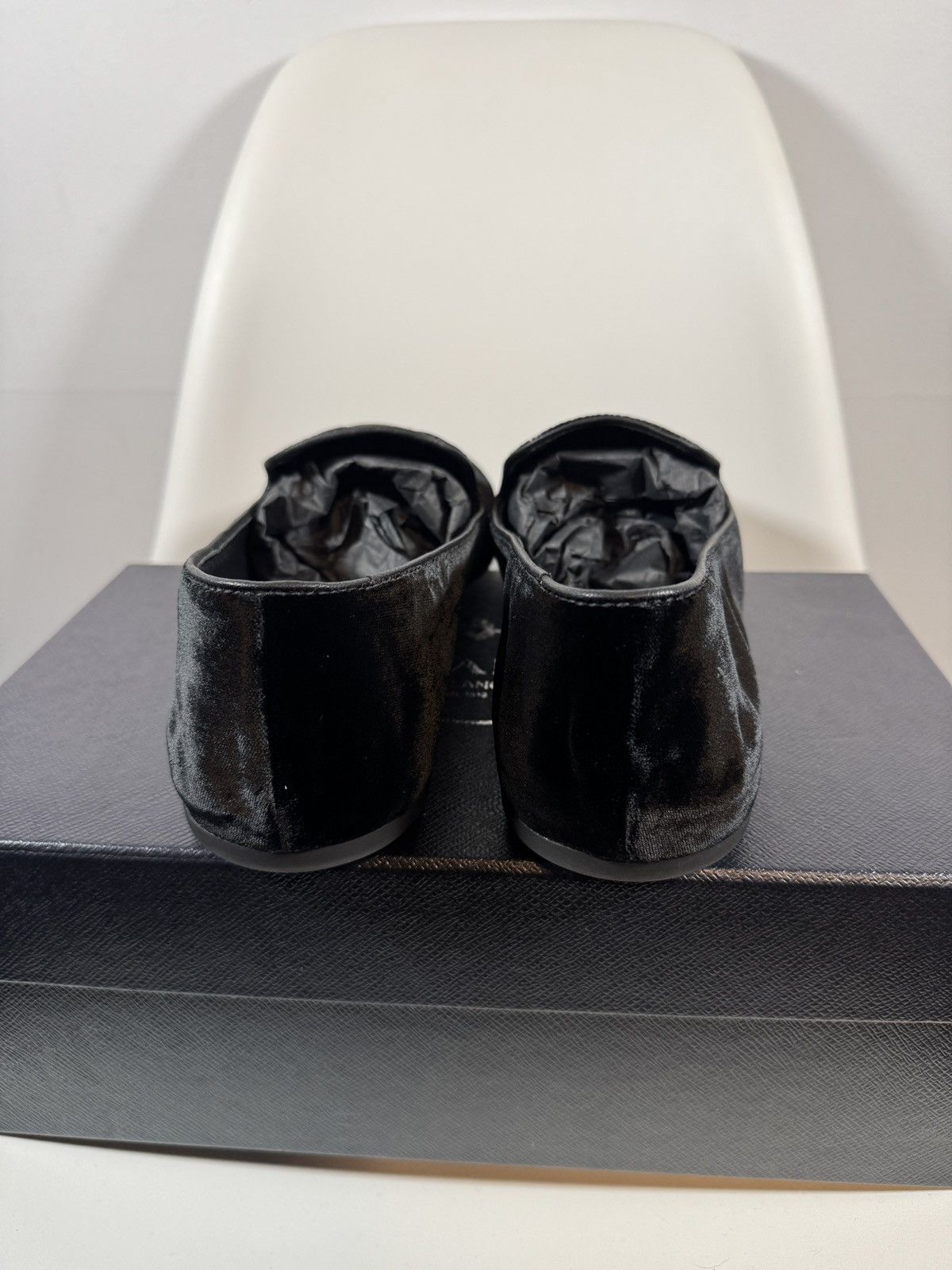 Designer × Prada Prada Black Velvet Loafers New in Box Size US 12 / EU 45 - 6 Thumbnail