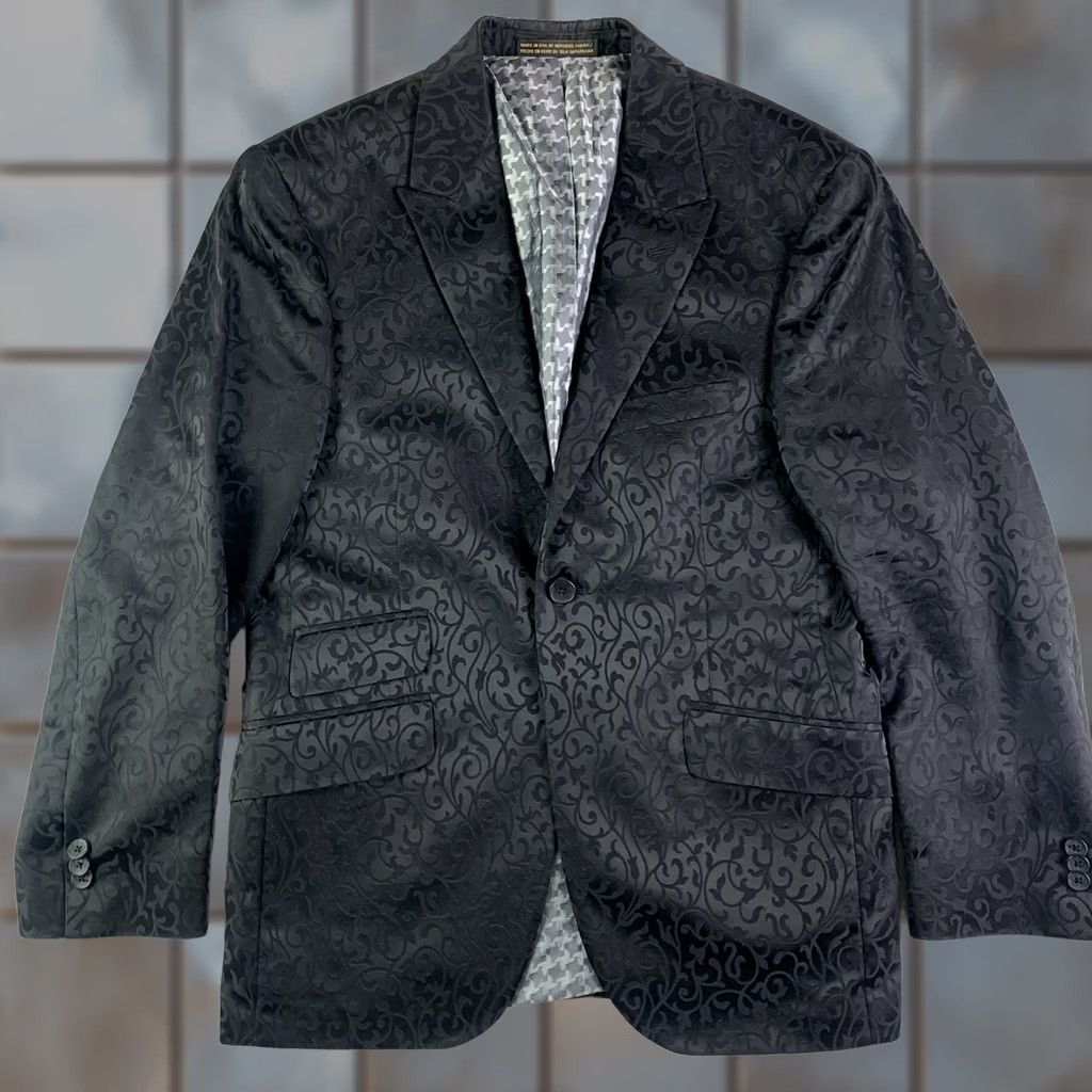 Ben Sherman Ben Sherman Blazer Mens size 39 Single-Breasted One-Button Wool Blend Jacquard Black Carded Size 40R - 1 Thumbnail