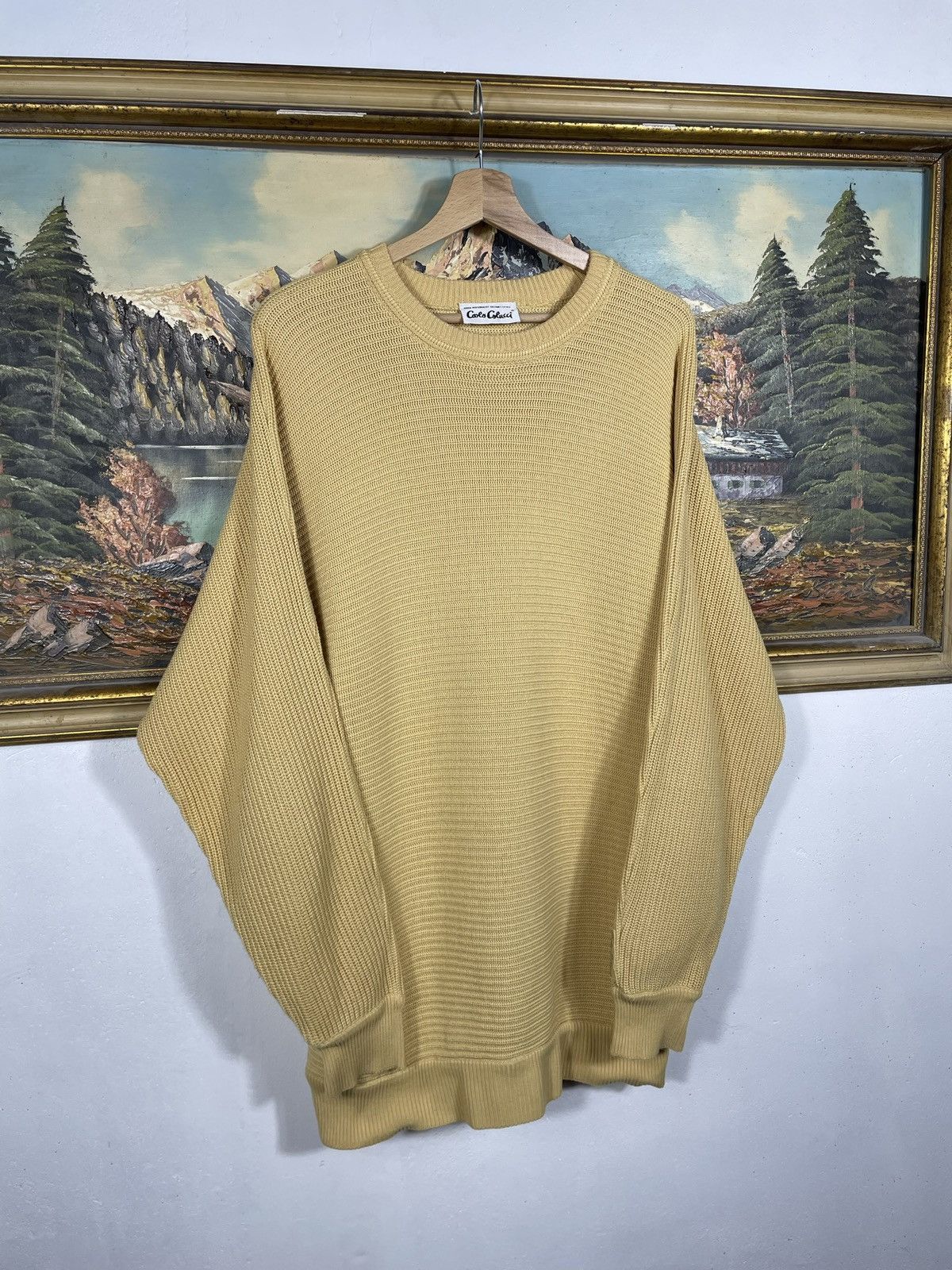Carlo Colucci × Designer × Vintage Carlo Colucci Vintage Yellow Sweater Jumper Pull Knitwear Size US XXL / EU 58 / 5 - 3 Thumbnail