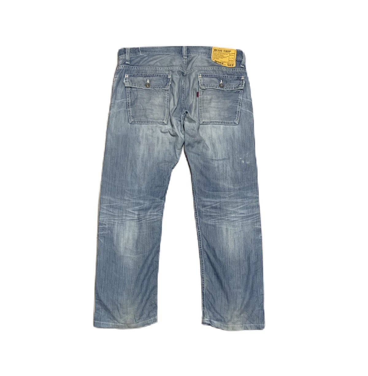Edwin Vintage Edwin Work 503 Blue Trip Straight Jeans Distressed Size US 38 / EU 54 - 3 Thumbnail