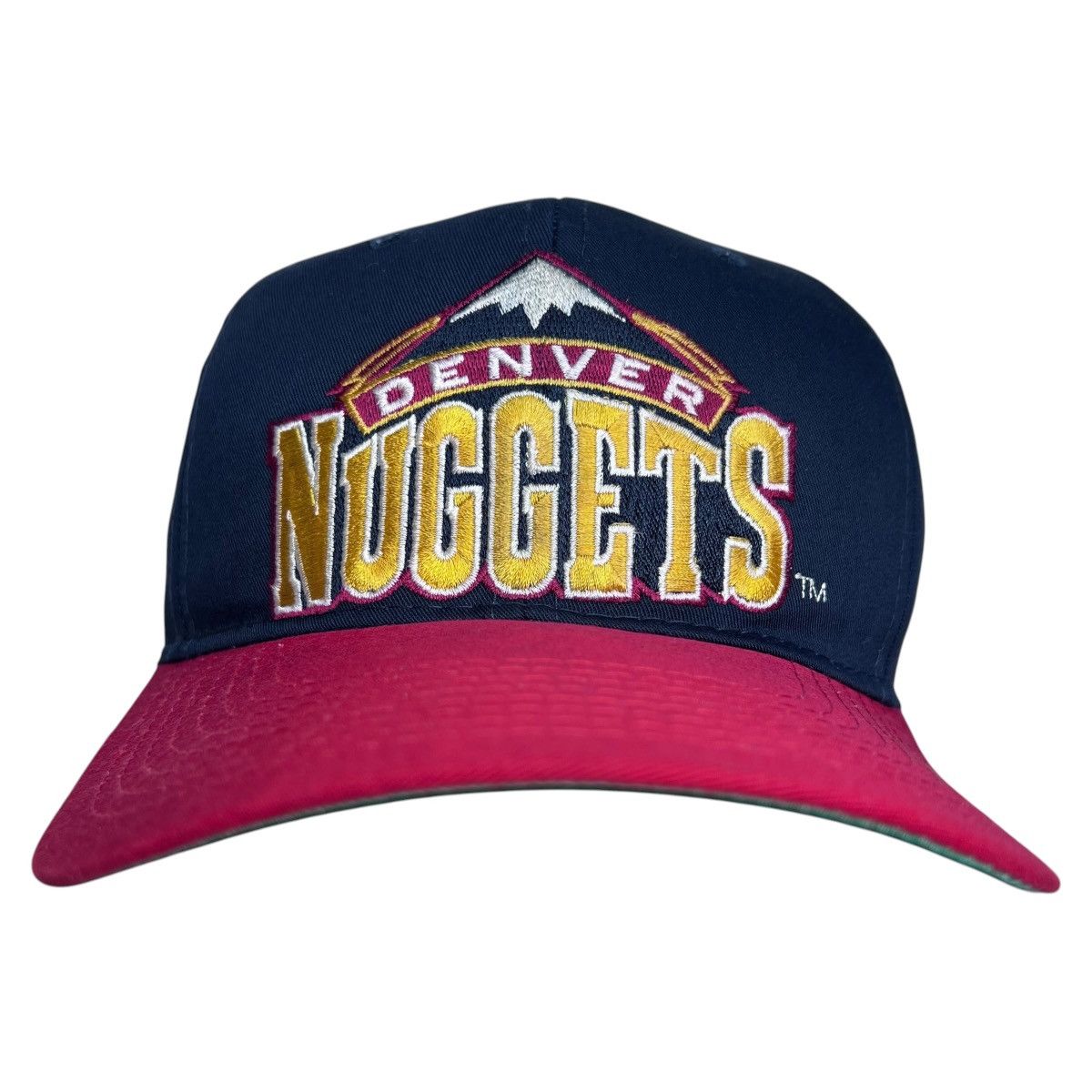 NBA 1990s NBA Denver Nuggets AJD Plain Logo Two Tone Snapback Size ONE SIZE - 1 Thumbnail