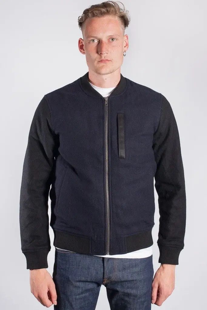 Edwin Edwin Baller Navy Black Wool Bomber Jacket Size US L / EU 52-54 / 3 - 1 Thumbnail