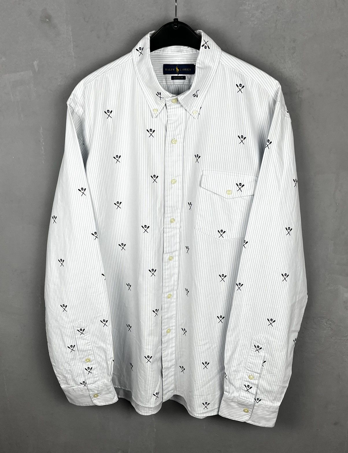Polo Ralph Lauren × Ralph Lauren Ralph Lauren oxford skull printed stripped varsity shirt Size US XL / EU 56 / 4 - 1 Thumbnail