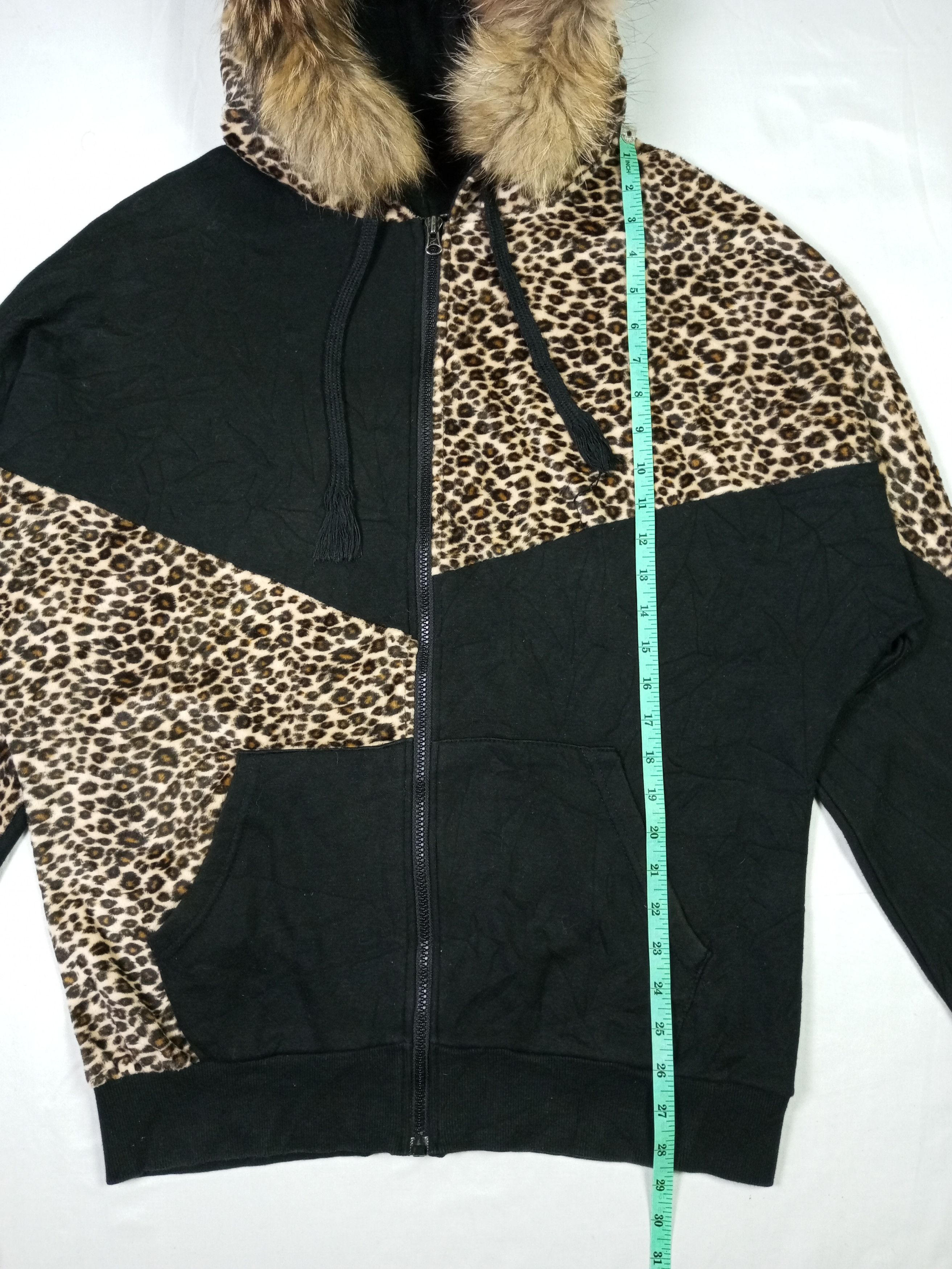 Japanese Brand "NO TAG"Japanese Leopard Zip Fur Hoodie Ifsixwasnine Style Size US L / EU 52-54 / 3 - 7 Thumbnail