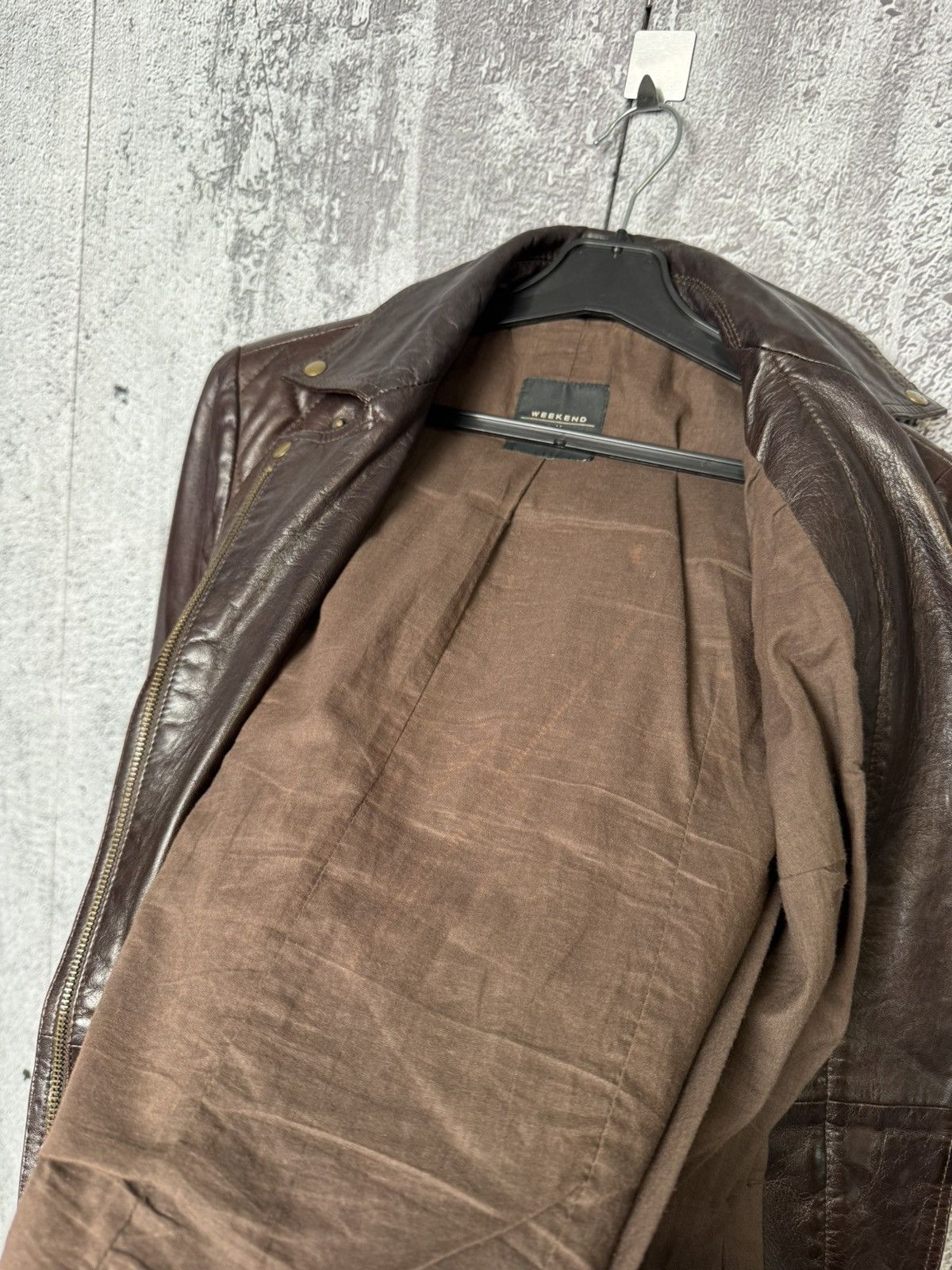 Weekend Max Mara Weekend Max Mara Brown Leather Biker Jacket Cropped Moto Size S / US 4 / IT 40 - 18 Thumbnail
