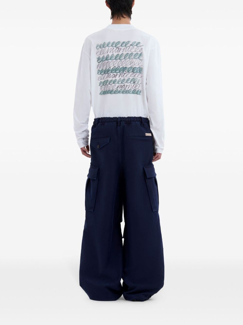 Marni o1w1db11025 Cargo-Pocket Cotton Trousers in Blue Size US 32 / EU 48 - 3 Thumbnail