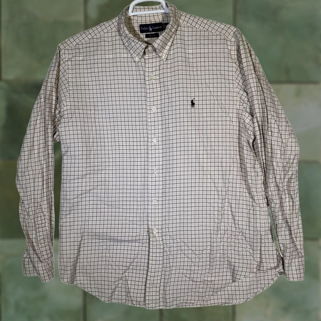 Ralph Lauren Ralph Lauren Shirt Mens XL Cream Tattersall Plaid Classic Fit Long Sleeve Pony Size US XL / EU 56 / 4 - 1 Thumbnail