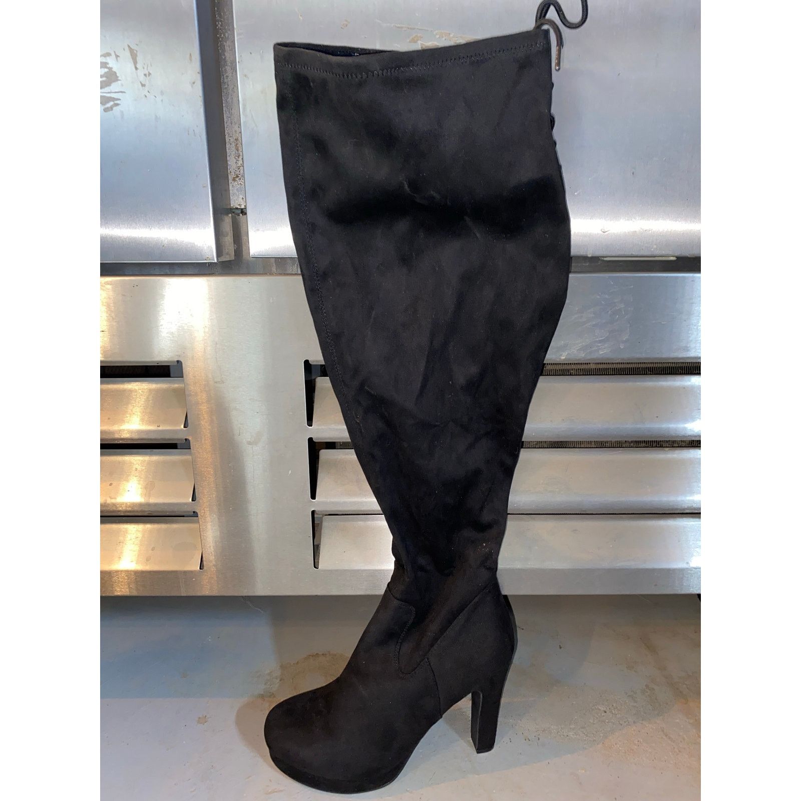 Other Black Stretch Platform Knee Boots NEW Women's 9.5W Size US 9.5 / IT 39.5 - 4 Thumbnail