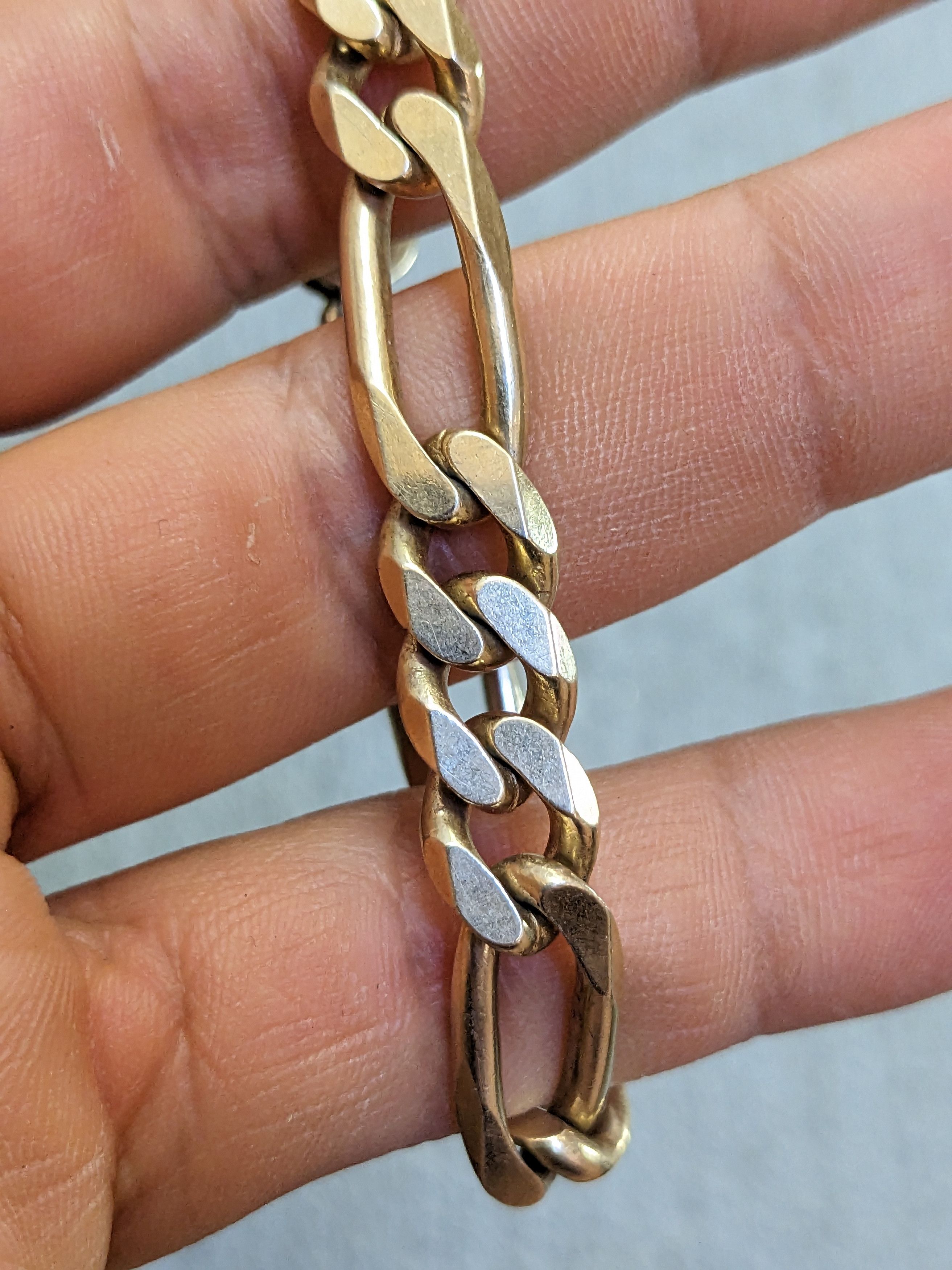 Jewelry Vintage Sterling Silver Bracelet Figaro 8.25" Italy Biker Size ONE SIZE - 10 Thumbnail