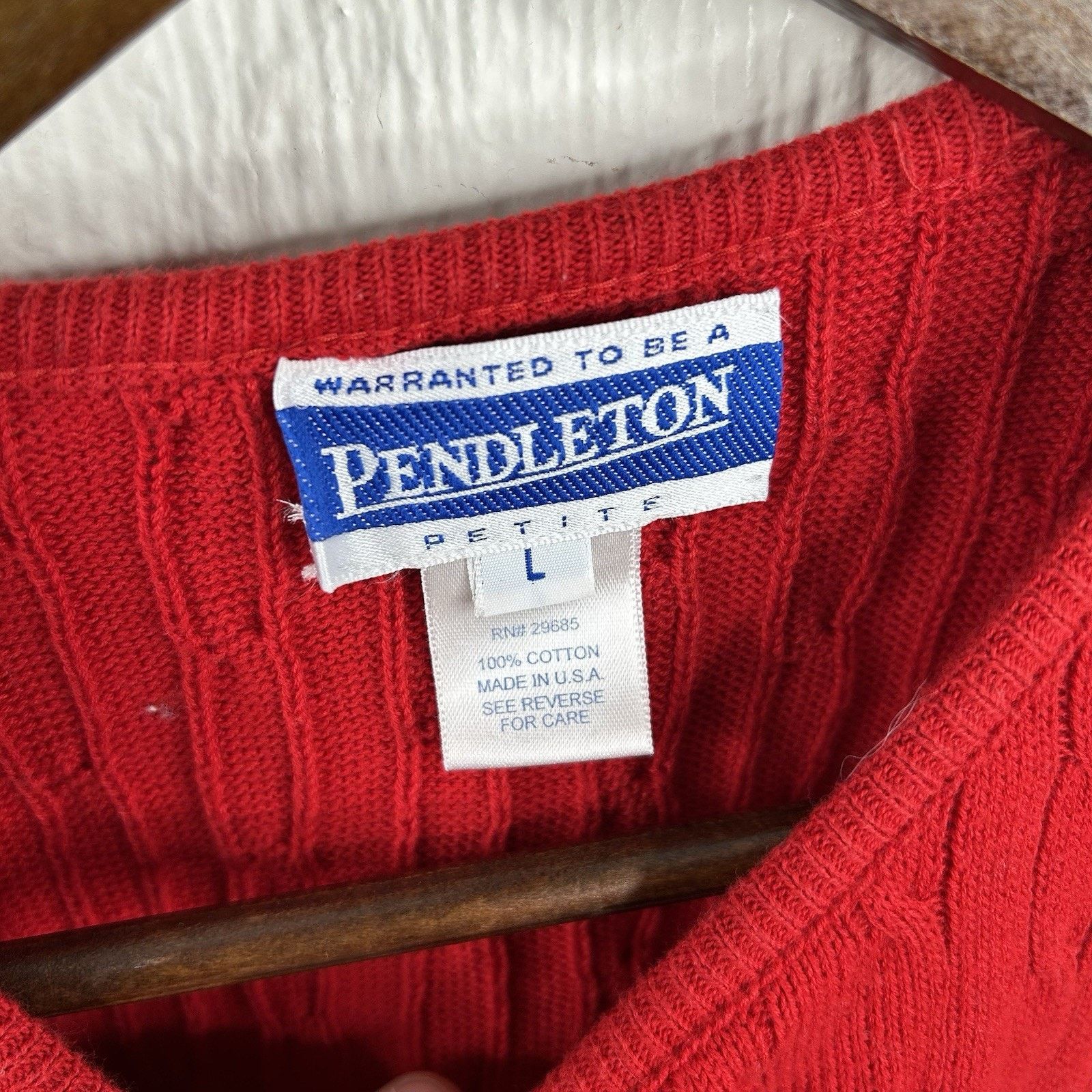Pendleton Vintage 90’s Pendleton Red Chunky Knit Petite Sweater Large Size L / US 10 / IT 46 - 3 Thumbnail