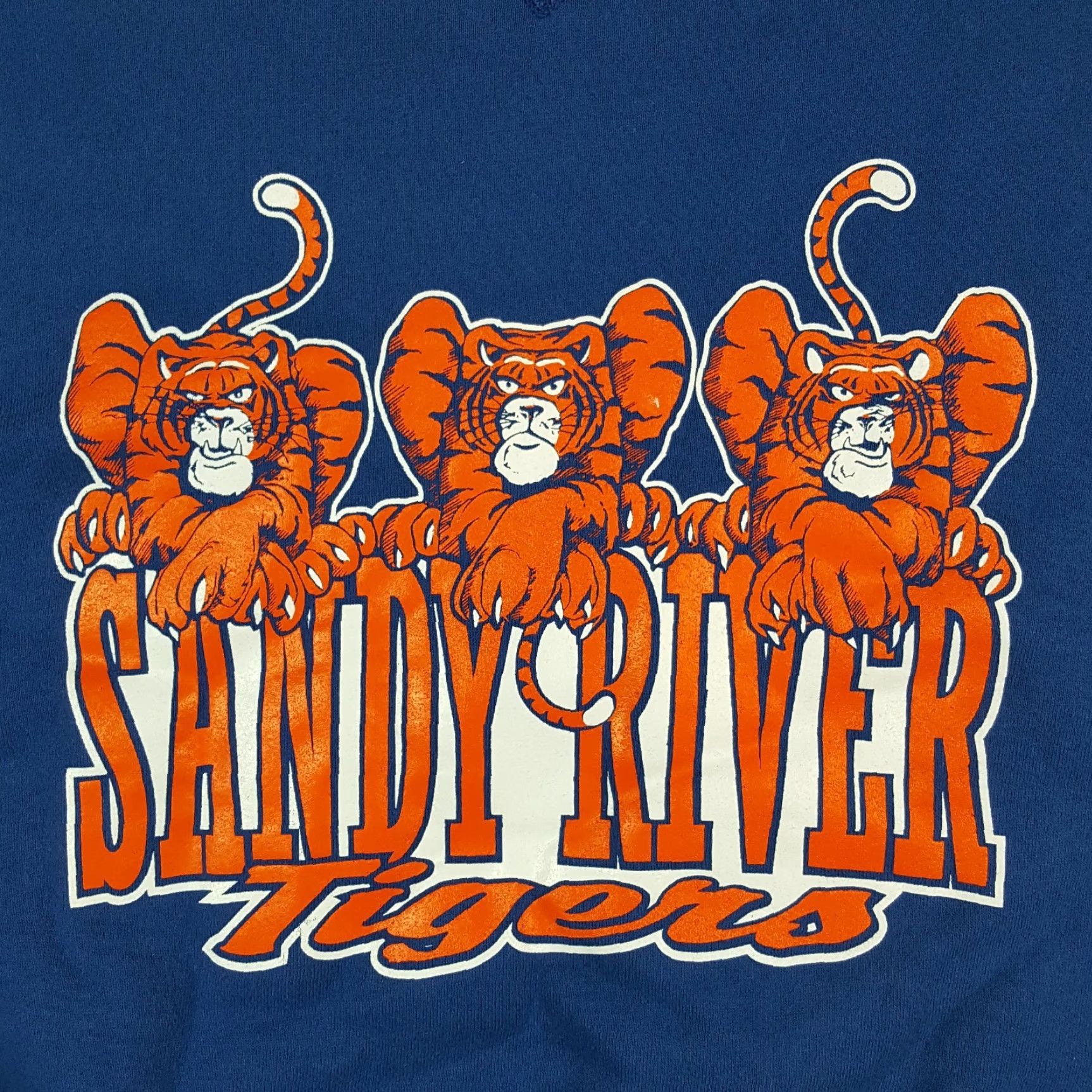 Russell Athletic VINTAGE Russell Athletic Sandy River Tigers School Football XL Pullover Crewneck Sweatshirt Blue Mens Football 90s College Retro University Sweatshirt Size US XL / EU 56 / 4 - 3 Thumbnail