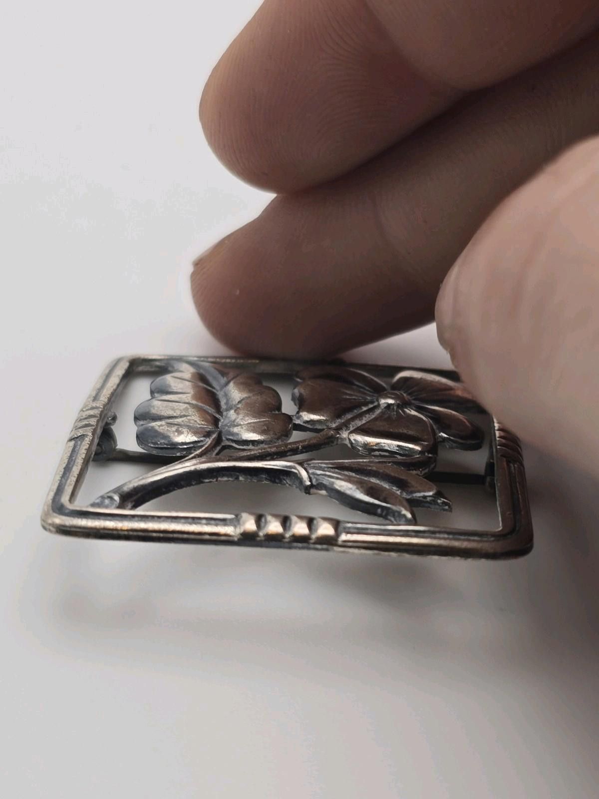 Sterling Silver Estate Sterling Silver Floral Brooch Square Size ONE SIZE - 6 Thumbnail