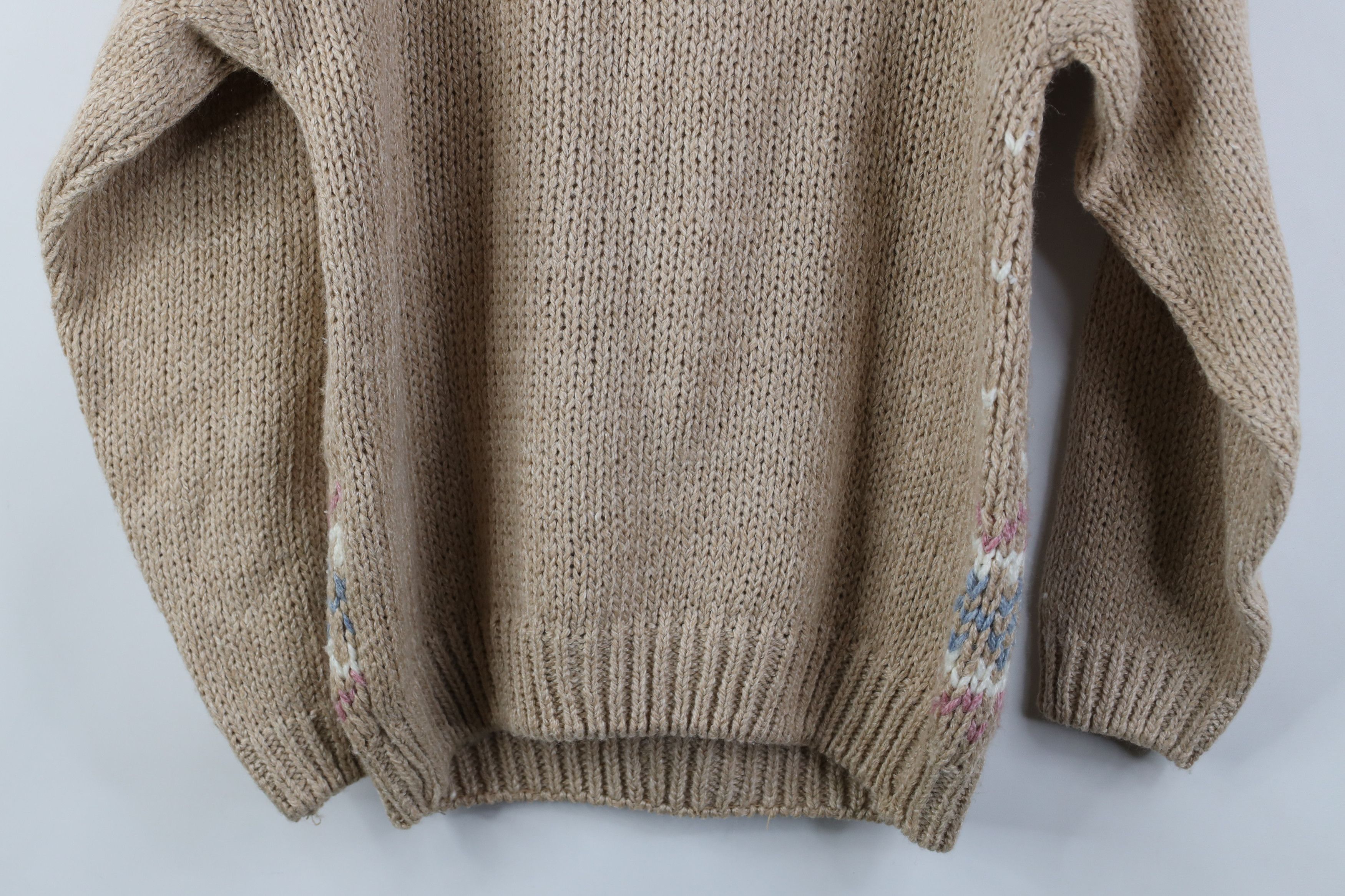 Vintage Vintage 90s Streetwear Hand Knit Flower Turtleneck Sweater Size M / US 6-8 / IT 42-44 - 12 Thumbnail