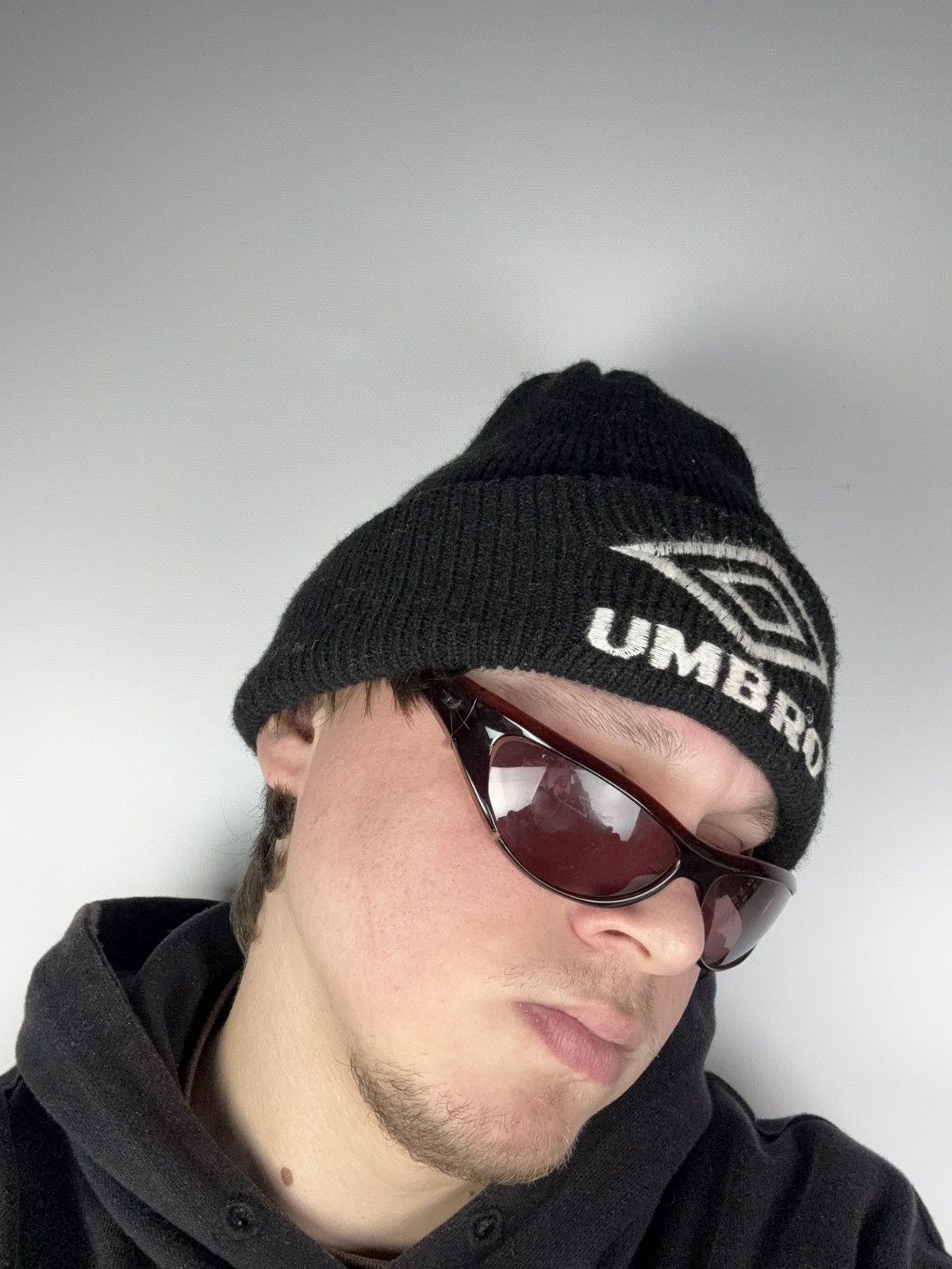Umbro Vintage Umbro 90s Black Knit Beanie Hat Logo Y2K Small size Size ONE SIZE - 2 Thumbnail