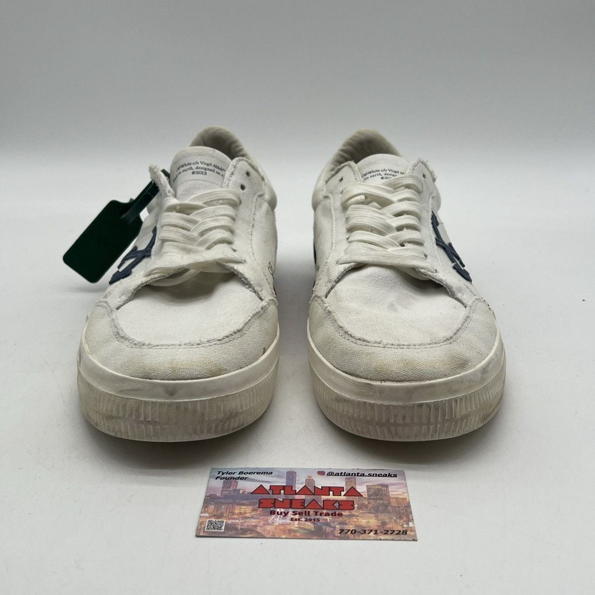 Off-White Off white vulc sneaker white navy Size US 12 / EU 45 - 2 Thumbnail