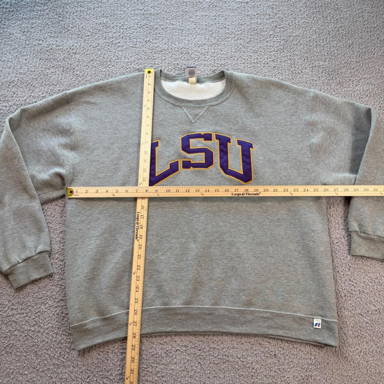 Russell Athletic LSU Tigers Crewneck Sweatshirt Mens XL Gray Dri-Power Fleece Size US XL / EU 56 / 4 - 3 Thumbnail