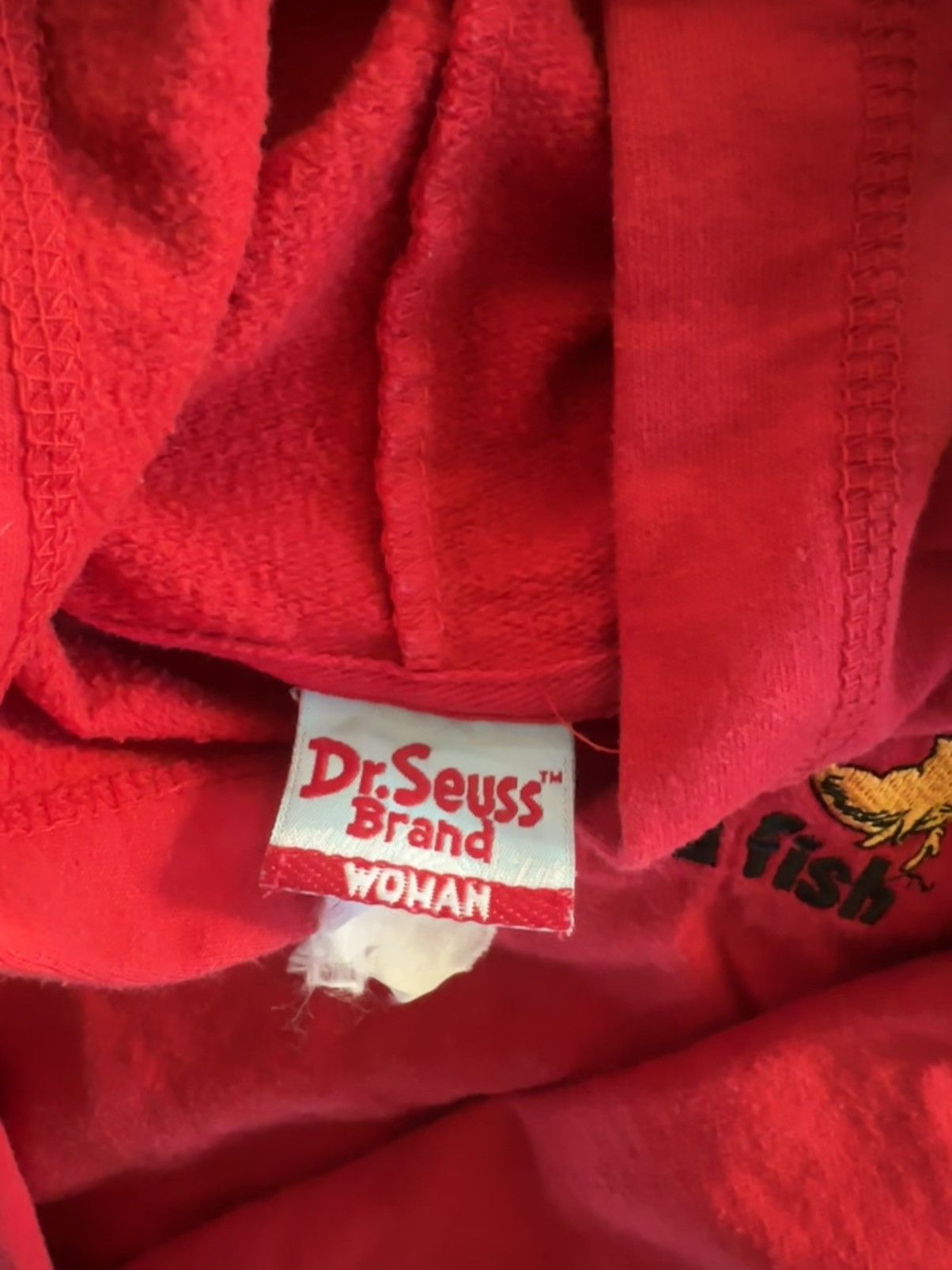 Vintage VINTAGE DR. SUESS "One Fish Two Fish Bad Fish" RED HOODIE Size L / US 10 / IT 46 - 3 Thumbnail