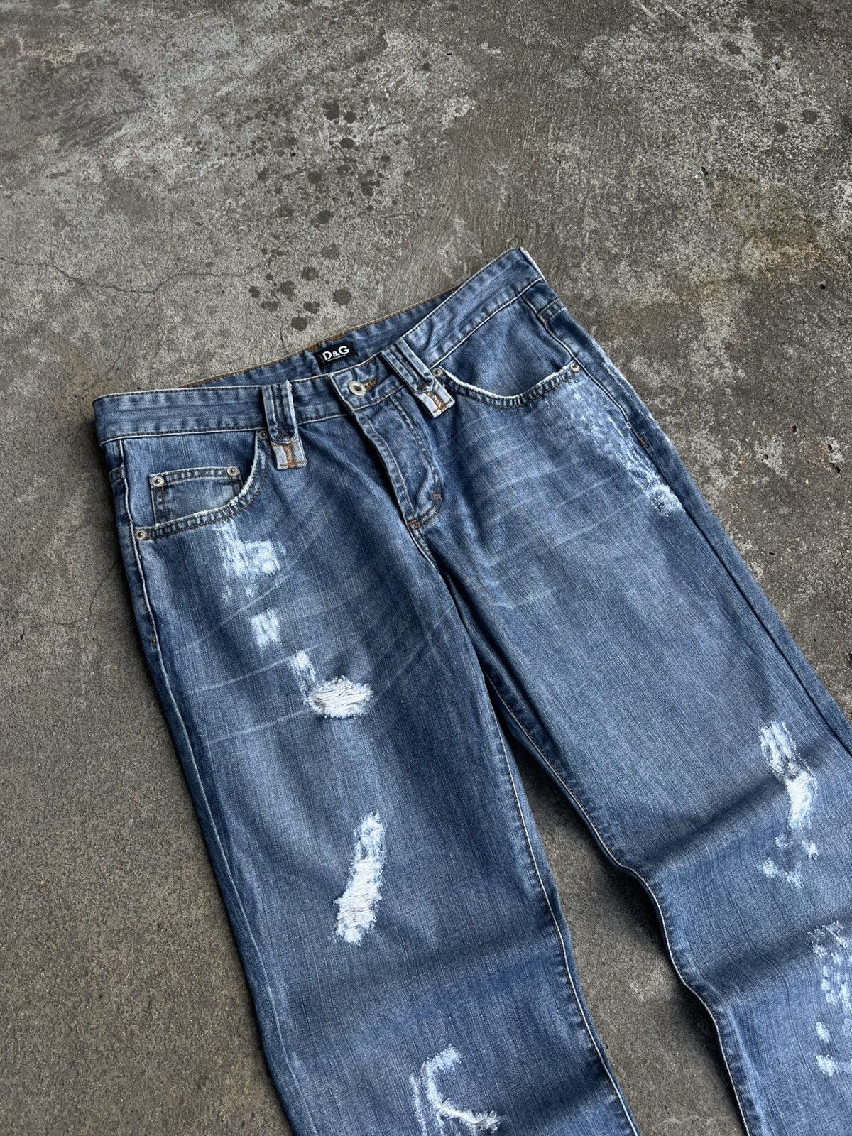 Dolce & Gabbana Crazy Vintage Dolce Gabbana Distressed Jeans Y2k Big Logo Size US 32 / EU 48 - 8 Thumbnail