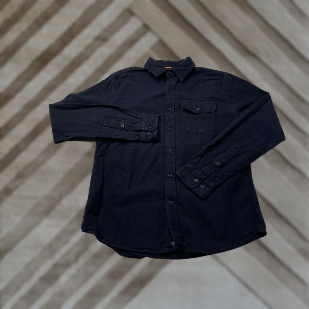 J Brand The Normal Brand Shirt Mens Small Navy Long Sleeve Flannel Button-Up Collared Spread Regular Fit All Seasons Outdoor Blue Cotton Shirt Mens S Size US S / EU 44-46 / 1 - 1 Thumbnail