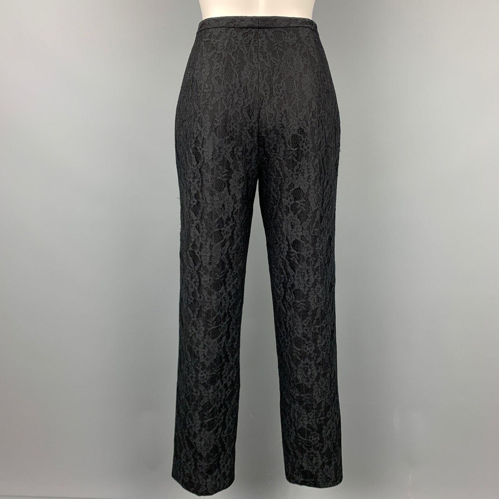 Other Size 10 Black Wool Blend Lace Evening Dress Pants Size 32" / US 10 / IT 46 - 2 Thumbnail