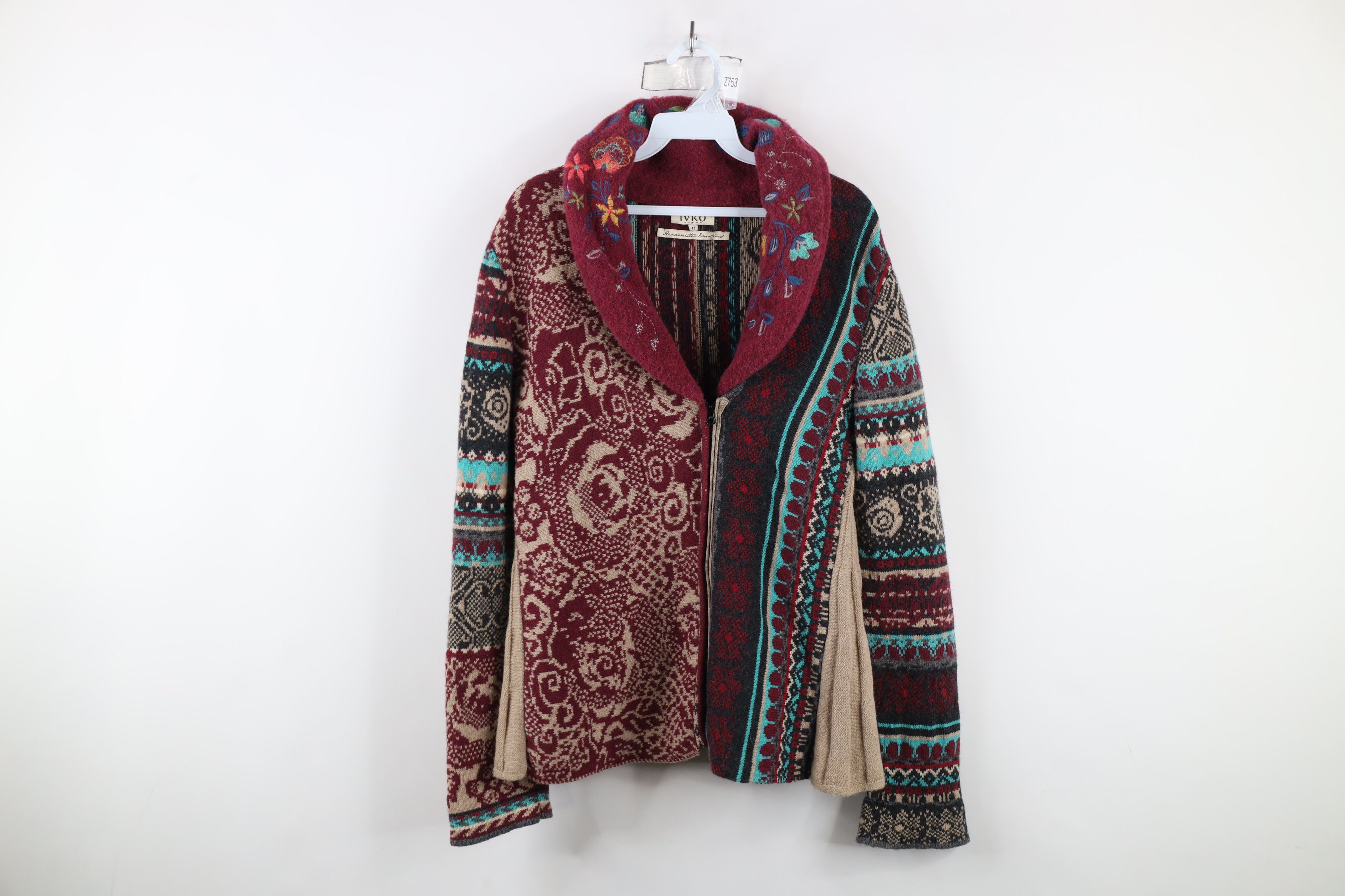 Vintage IVKO Handwritten Emotions Fairy Flower Zip Cardigan Sweater Size M / US 6-8 / IT 42-44 - 1 Thumbnail