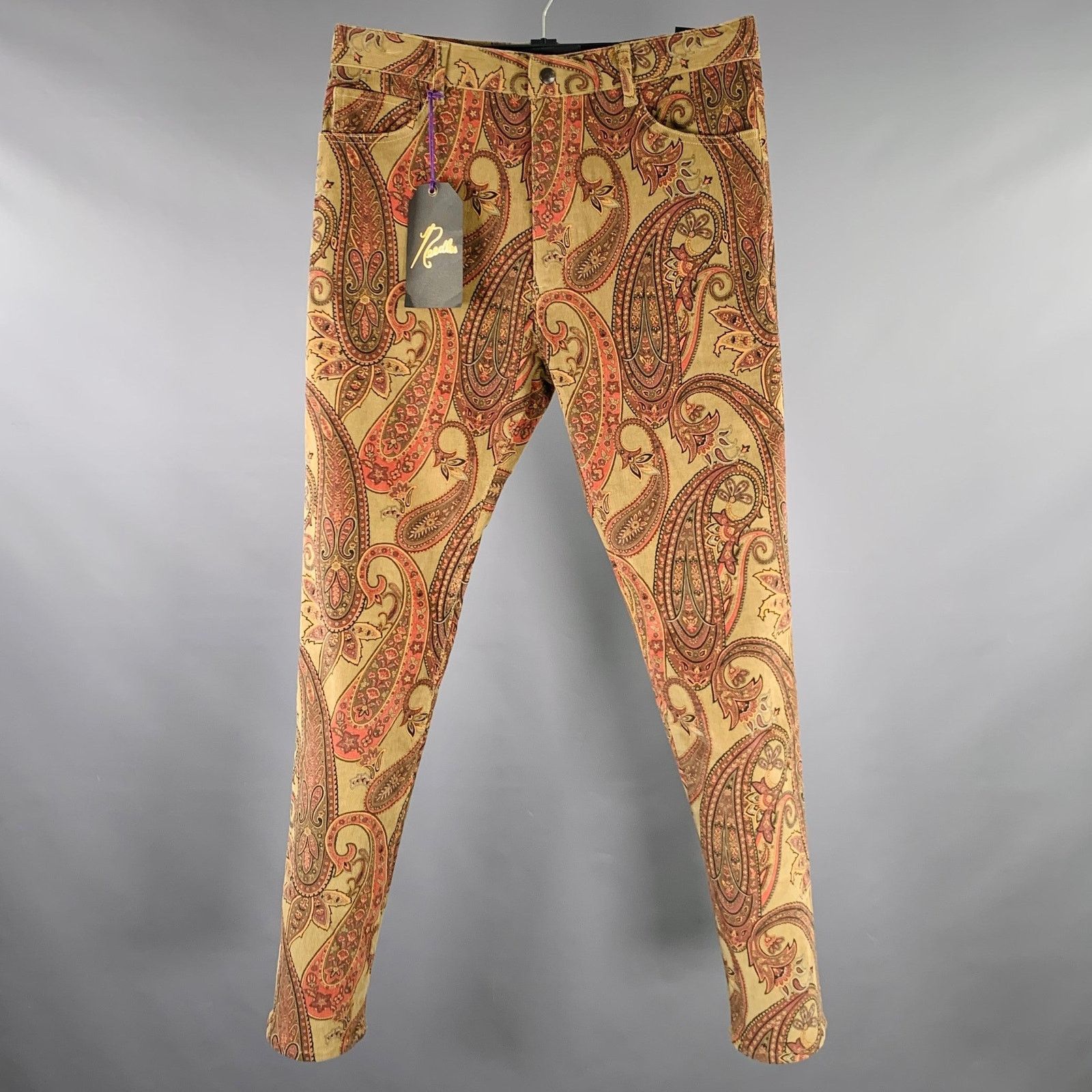 Needles Size M Brown Burgundy Green Paisley 5 Pocket Casual Pants Size US 29 - 1 Thumbnail