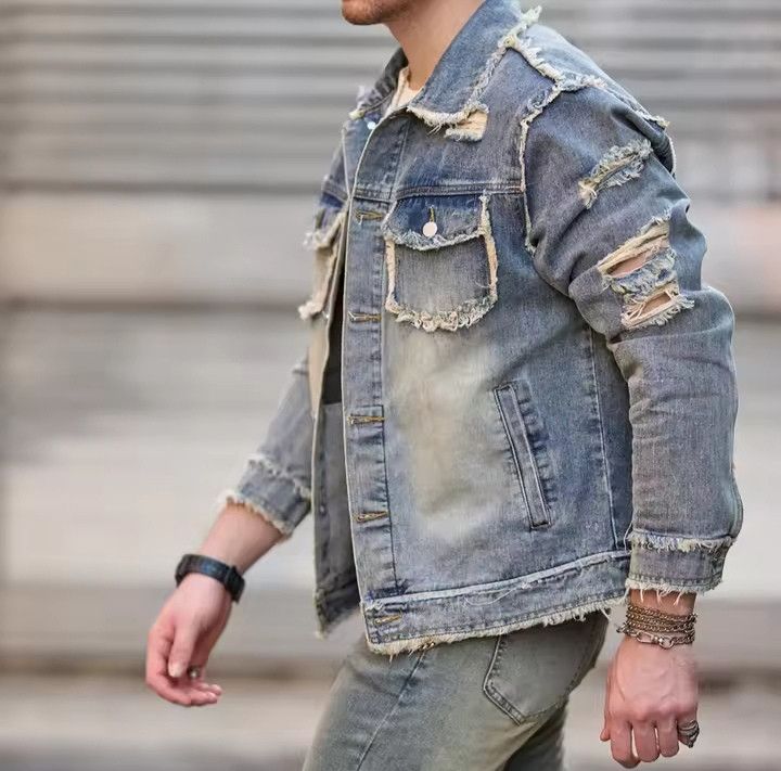 Ripped Slim Casual Denim Jacket