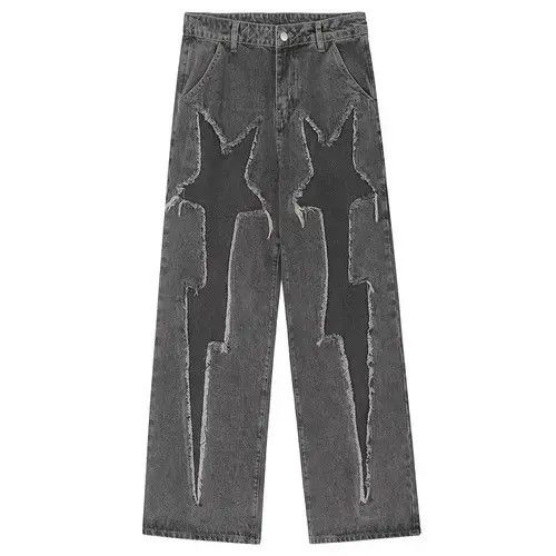 VIBE Lightning Splicing Baggy Jeans Size US 33 - 1 Thumbnail