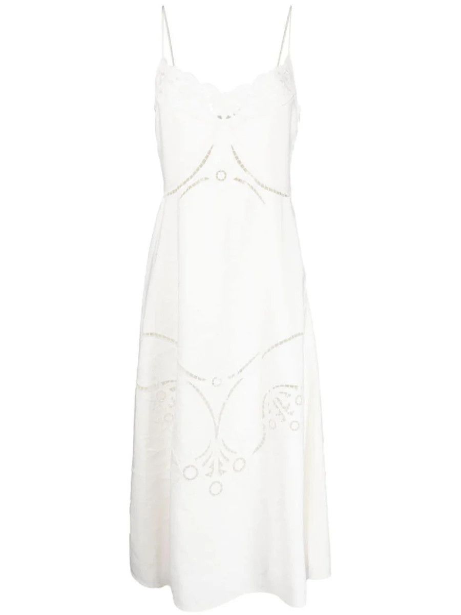 Chloe o1loc1c10425 Lingerie Midi Dress in Iconic Milk Size M / US 6-8 / IT 42-44 - 1 Thumbnail
