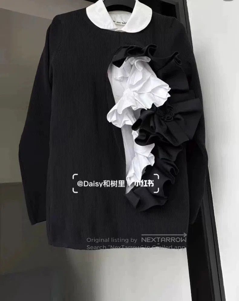 Comme des Garcons Comme des Garçons Ruffled Black Sweater . Size US M / EU 48-50 / 2 - 1 Thumbnail