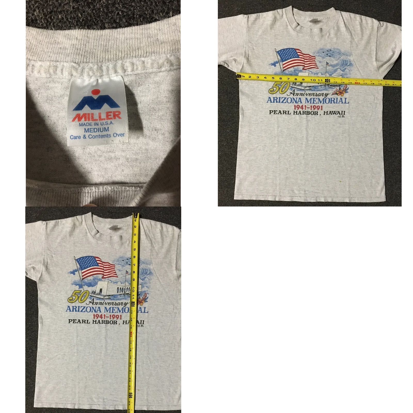 Vintage VINTAGE Arizona Pearl Harbor Memorial 90s Gray T-Shirt S USA Hawaii War Army Military Grunge Single Stitch Mens Shirt Size US S / EU 44-46 / 1 - 8 Thumbnail