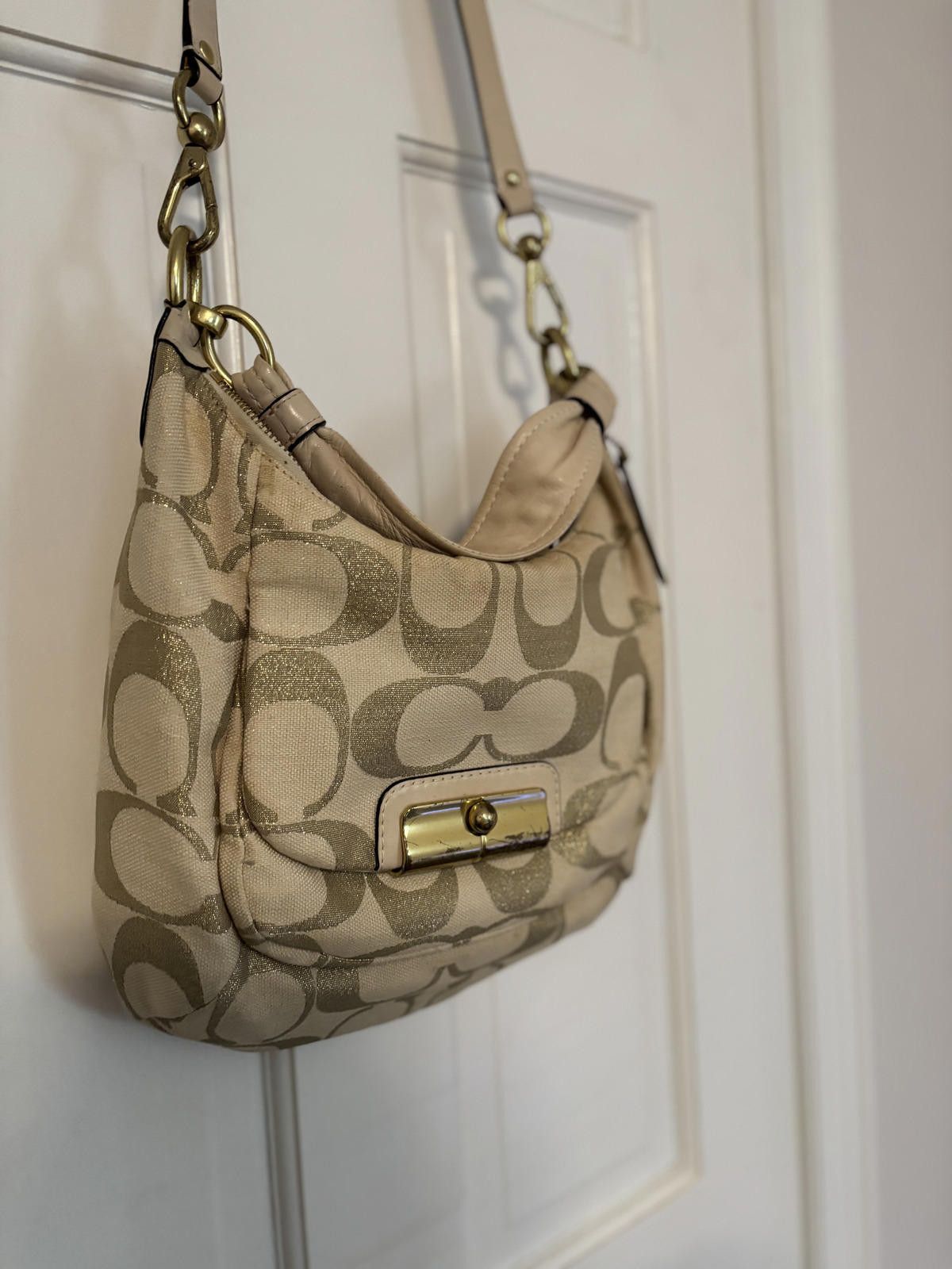 Coach COACH Kristin Lurex Champagne Woven Hobo Shoulder Bag Purse Size ONE SIZE - 3 Thumbnail