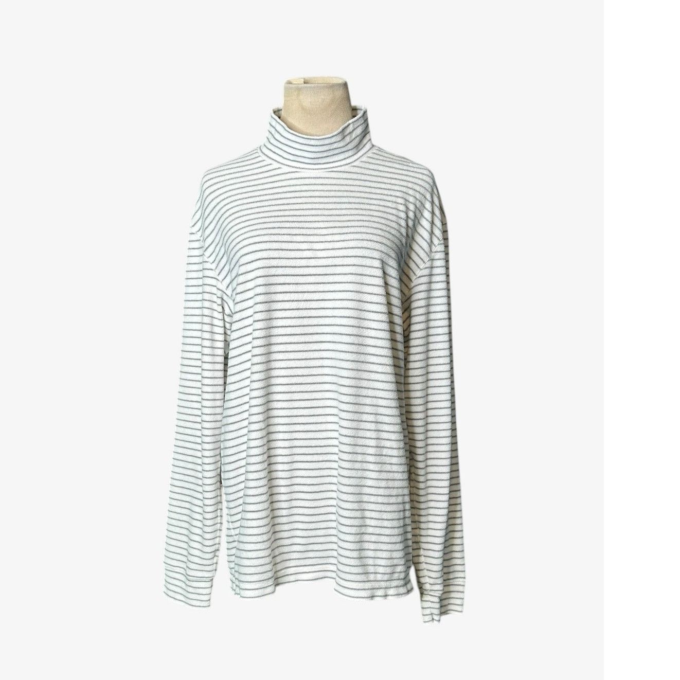 Uniqlo Uniqlo white gray stripes long sleeves fleece t shirt size L Size L / US 10 / IT 46 - 8 Thumbnail
