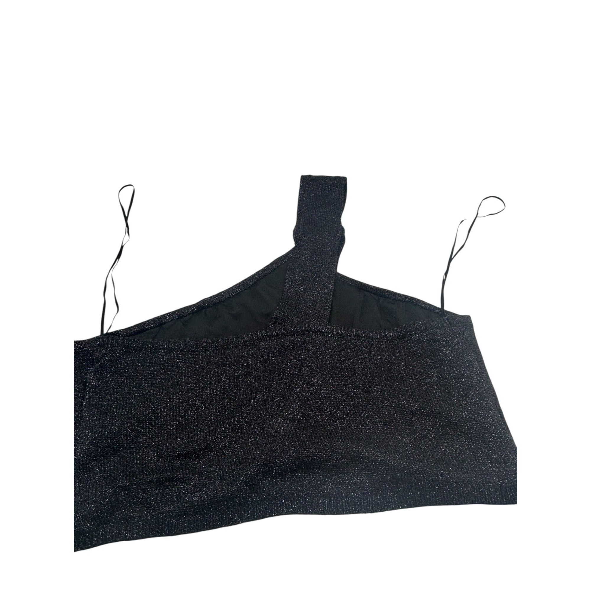 Diane von Furstenberg House of Harlow 1960 Black Metallic Knit Lurex Crop Top, Bla Size M / US 6-8 / IT 42-44 - 17 Thumbnail